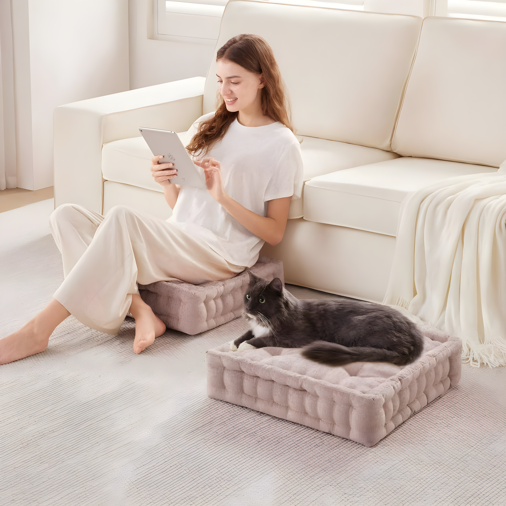 Intelligent Design Azza Poly Chenille Square Floor Pillow Cushion