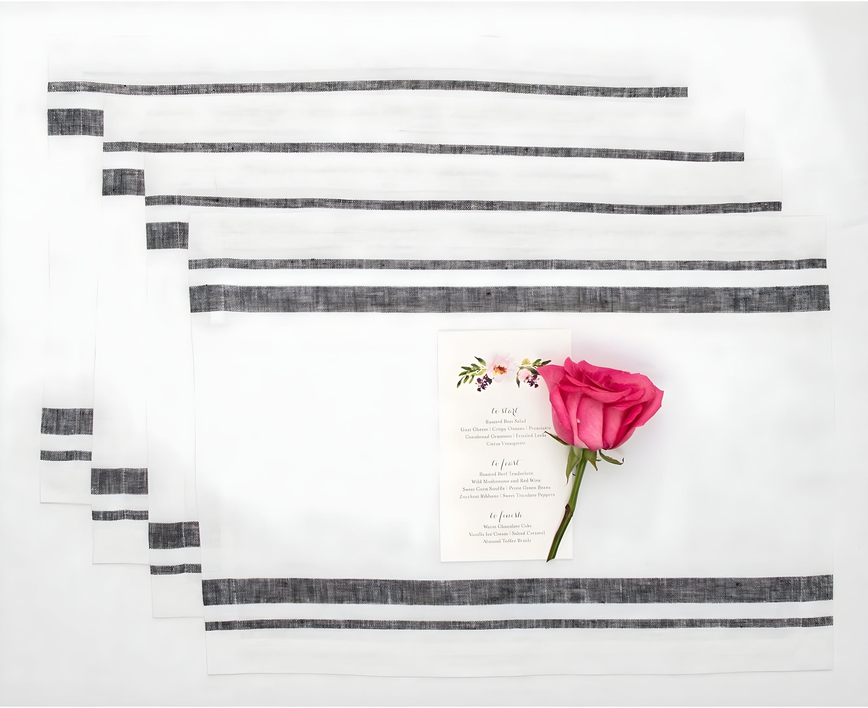 Solino Home French Stripe - 100% Pure Linen Placemats (Set of 4)