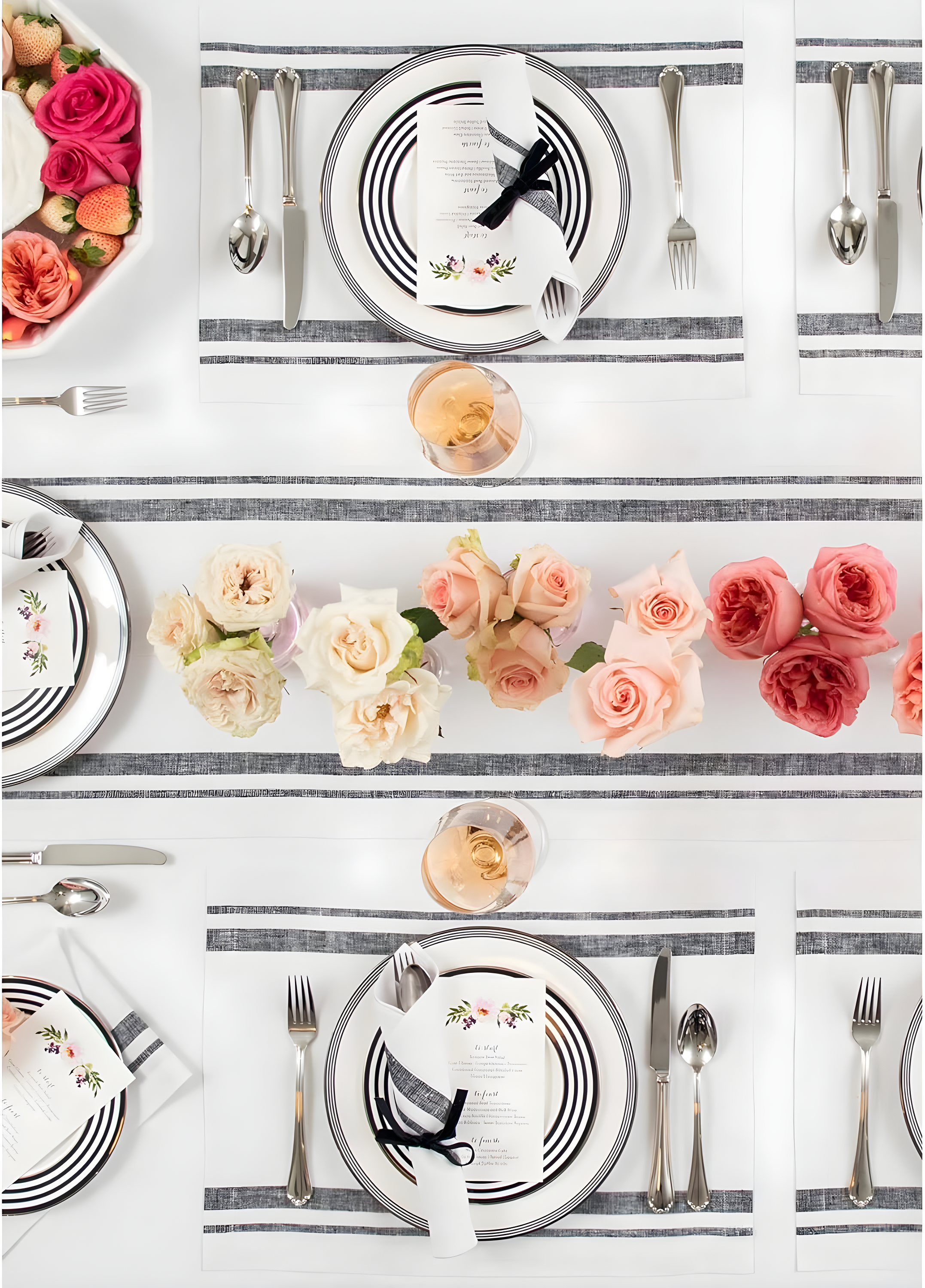 Solino Home French Stripe - 100% Pure Linen Placemats (Set of 4)