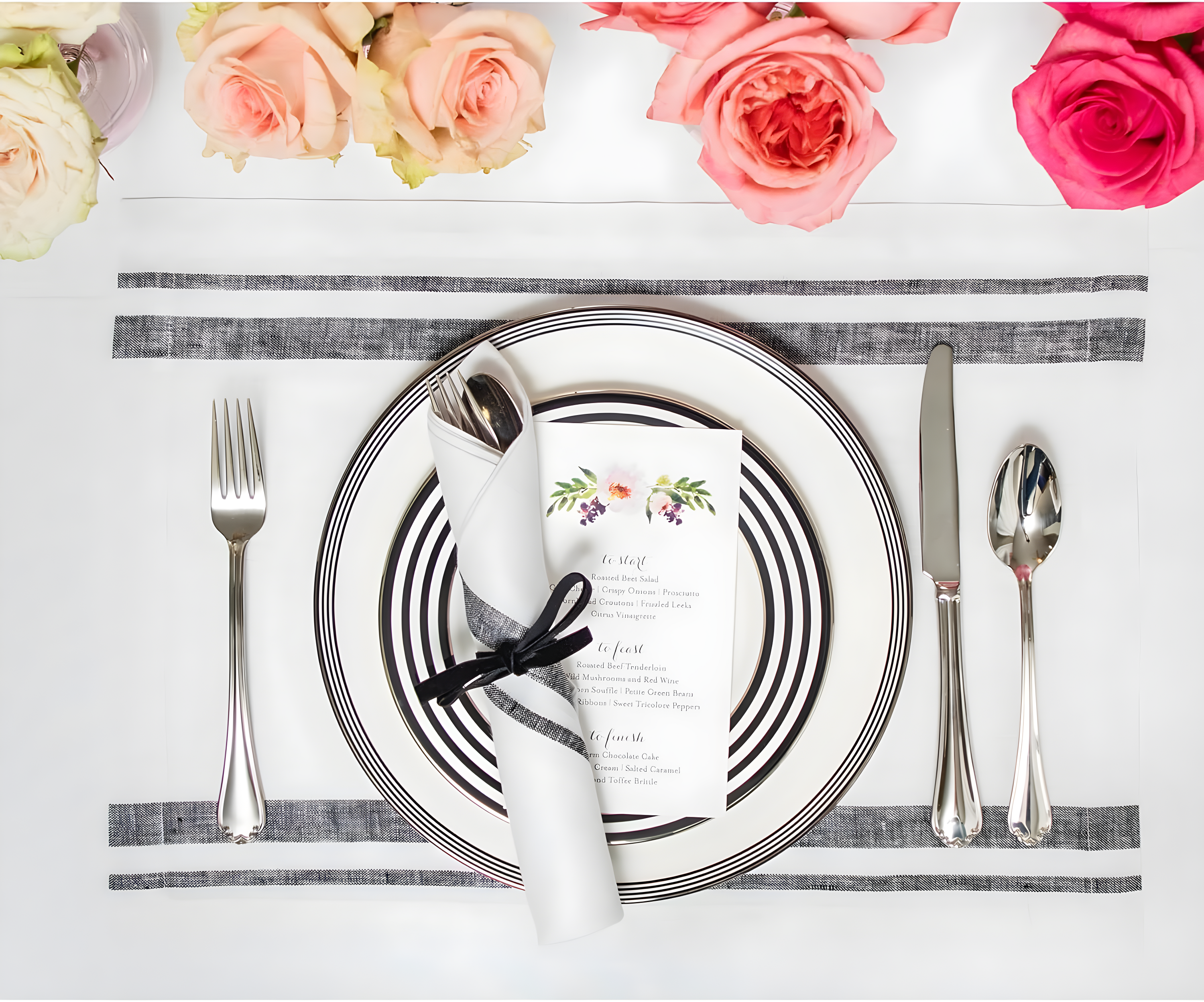Solino Home French Stripe - 100% Pure Linen Placemats (Set of 4)