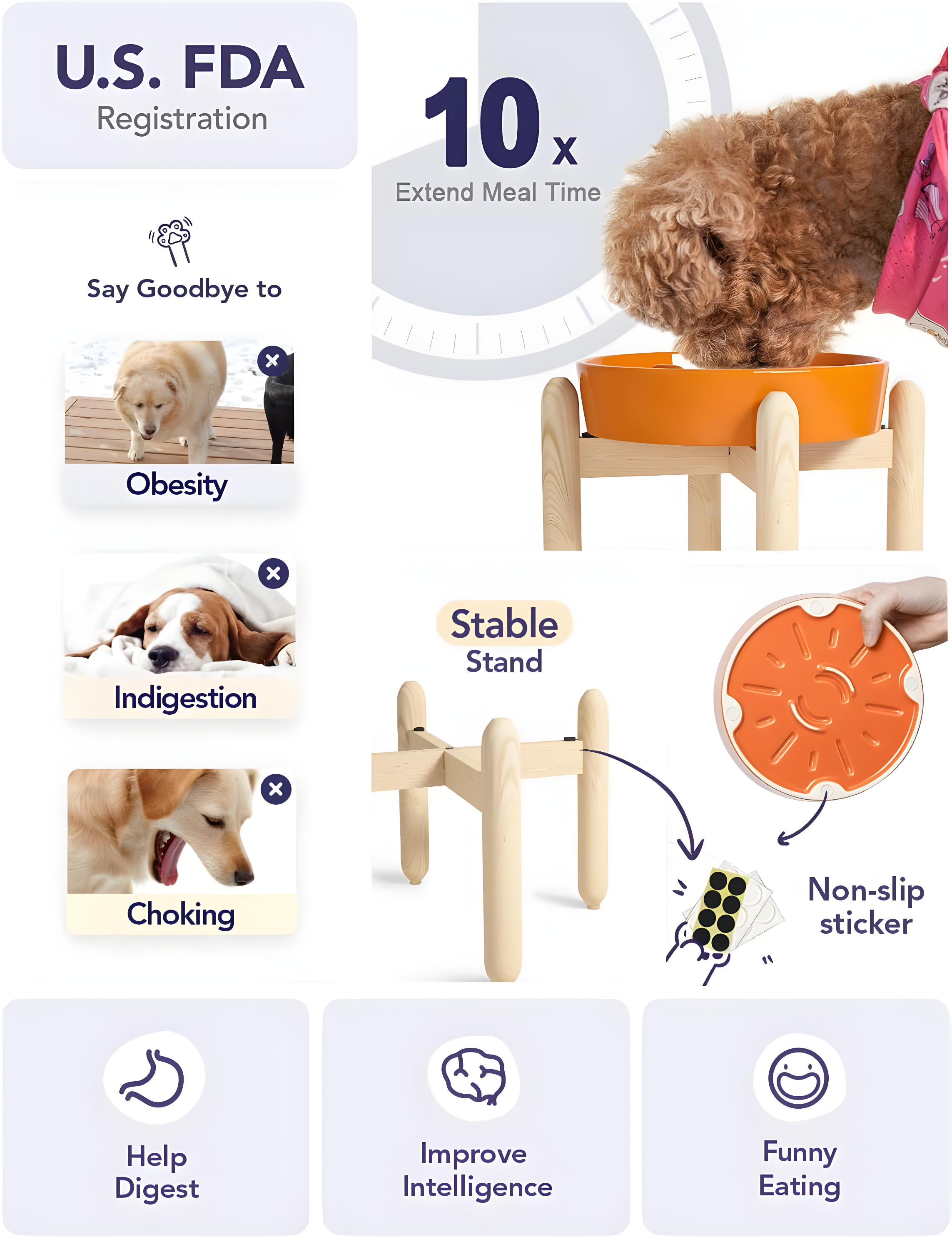 Ceramic Slow Feed Dog Bowls