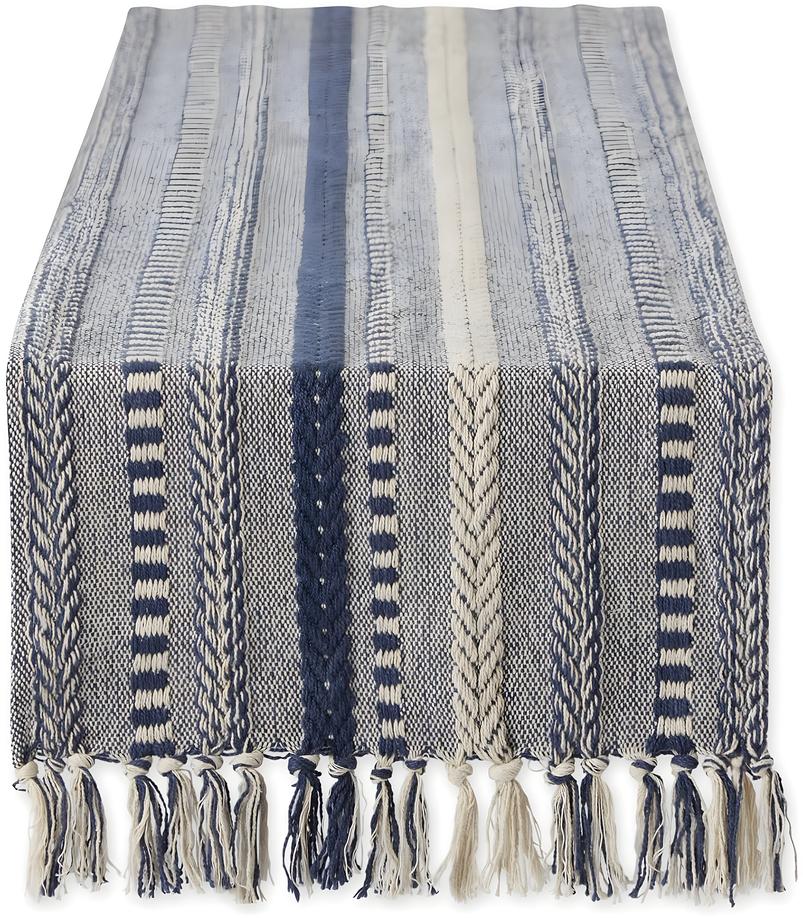 French Blue Braided Stripe Table Runner 15x72