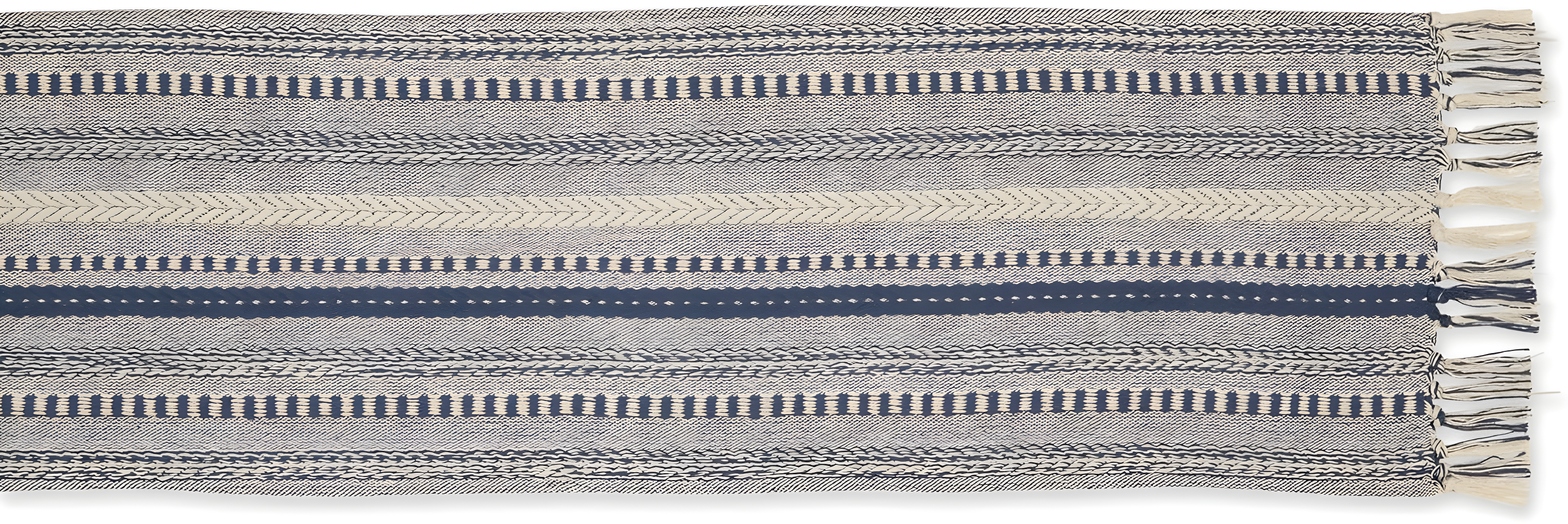 French Blue Braided Stripe Table Runner 15x72