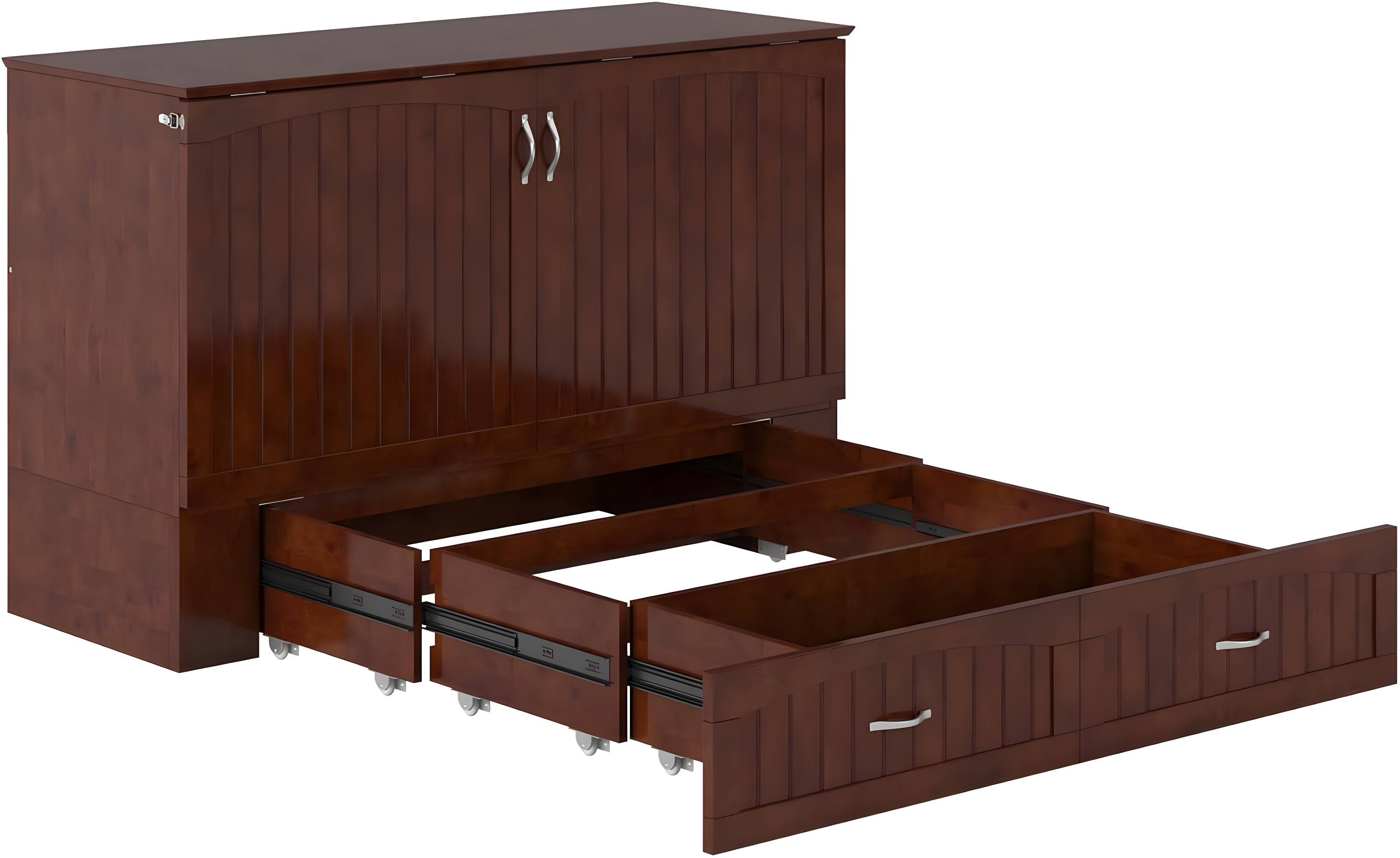 Queen Southampton Murphy Bed Chest with USB Turbo Charger Walnut - AFI: Space-Saving, Hardwood Frame, No Box Spring Needed