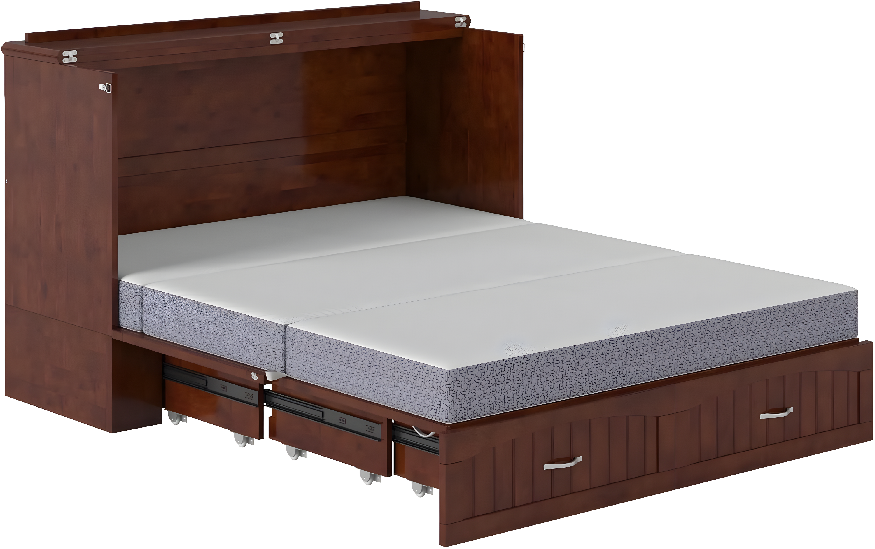 Queen Southampton Murphy Bed Chest with USB Turbo Charger Walnut - AFI: Space-Saving, Hardwood Frame, No Box Spring Needed