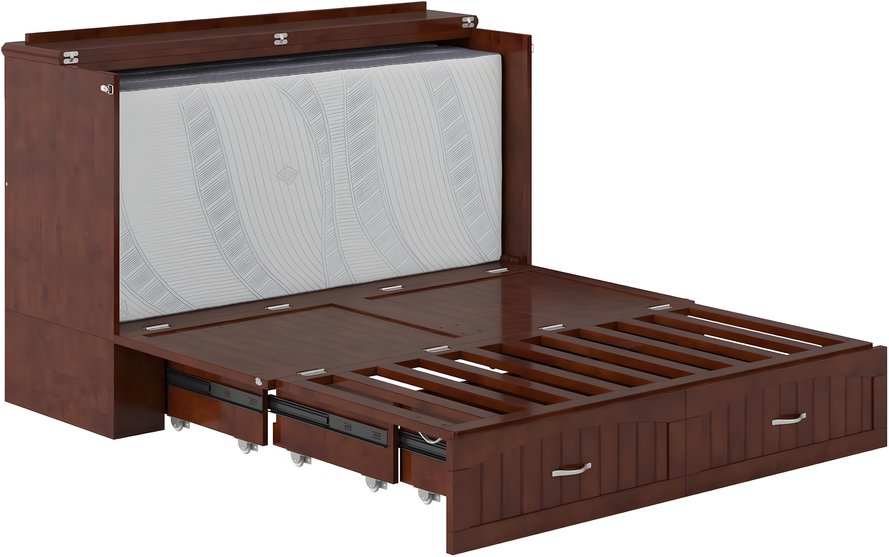 Queen Southampton Murphy Bed Chest with USB Turbo Charger Walnut - AFI: Space-Saving, Hardwood Frame, No Box Spring Needed
