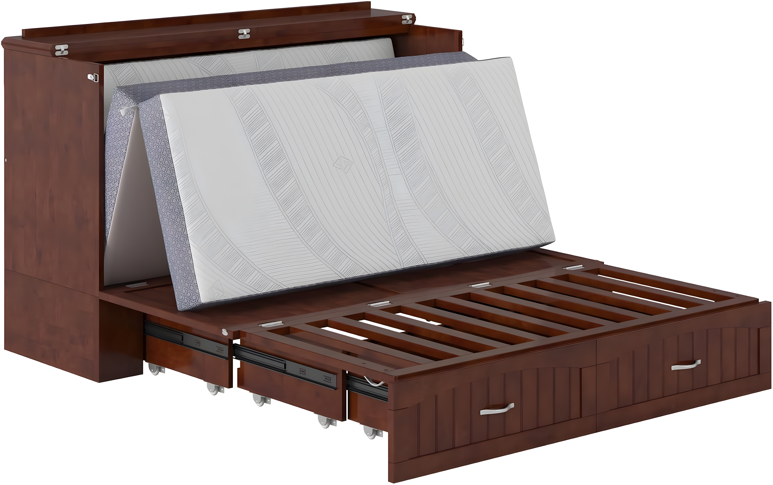 Queen Southampton Murphy Bed Chest with USB Turbo Charger Walnut - AFI: Space-Saving, Hardwood Frame, No Box Spring Needed