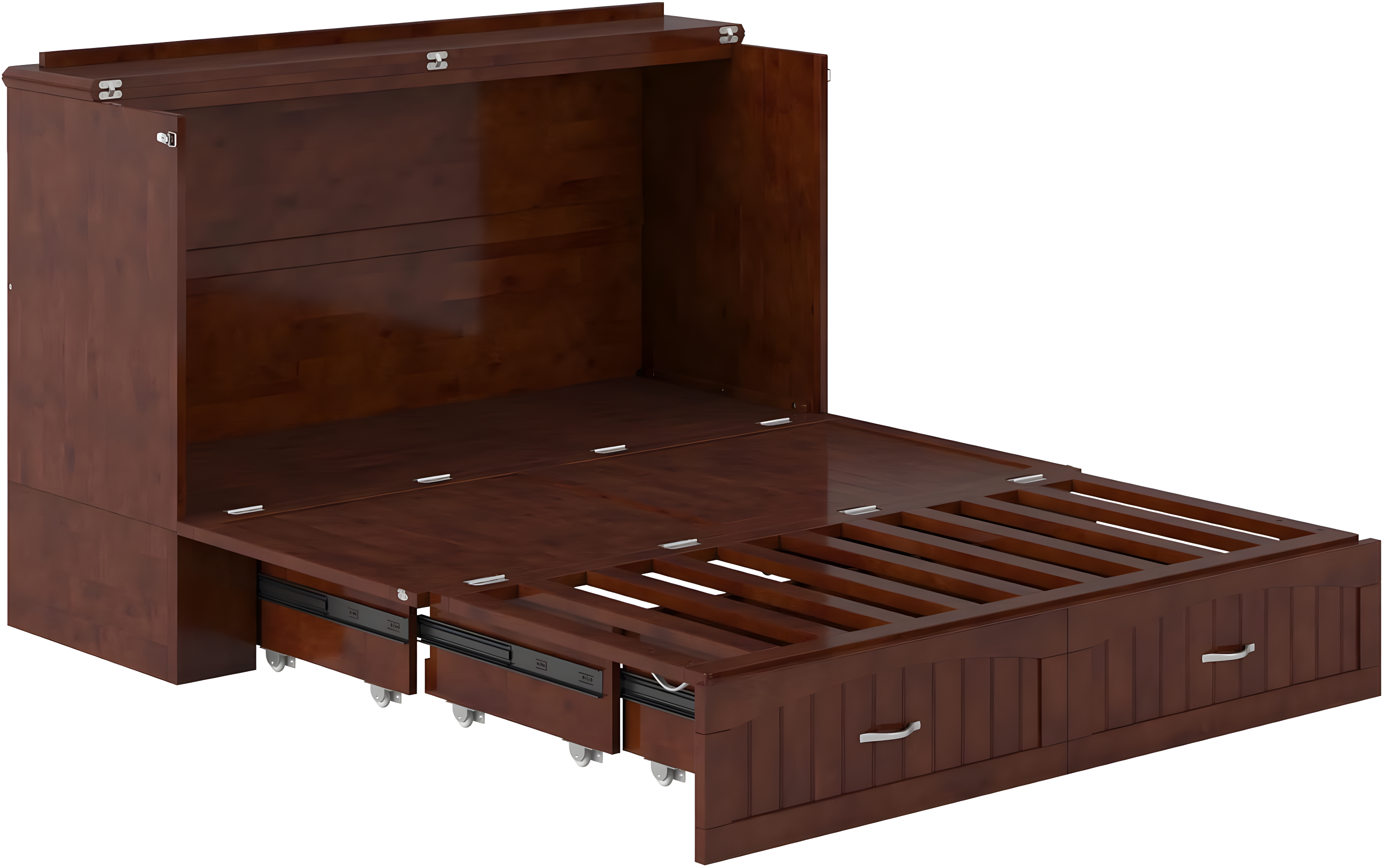 Queen Southampton Murphy Bed Chest with USB Turbo Charger Walnut - AFI: Space-Saving, Hardwood Frame, No Box Spring Needed