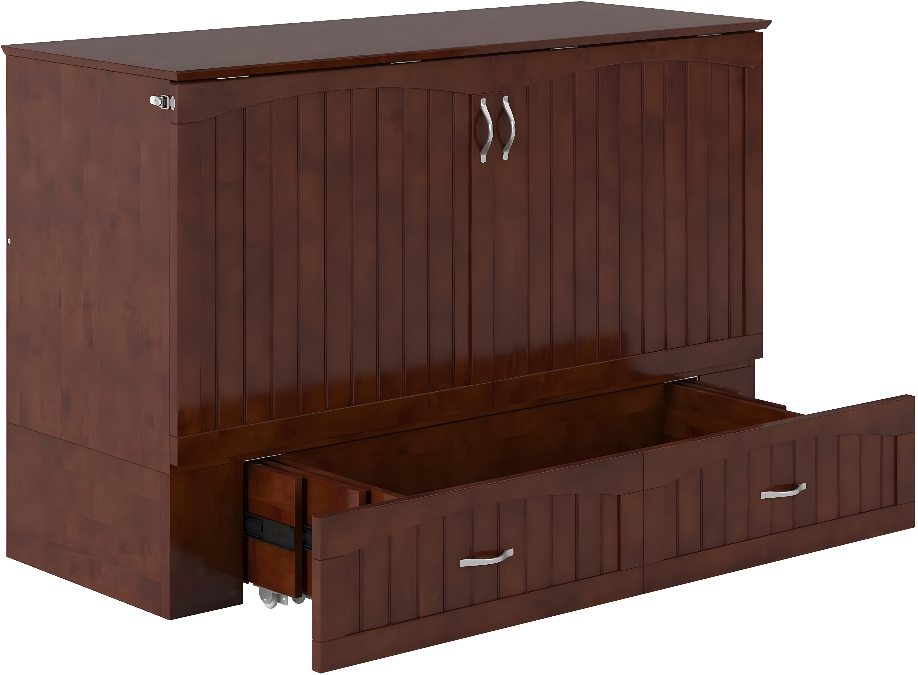 Queen Southampton Murphy Bed Chest with USB Turbo Charger Walnut - AFI: Space-Saving, Hardwood Frame, No Box Spring Needed