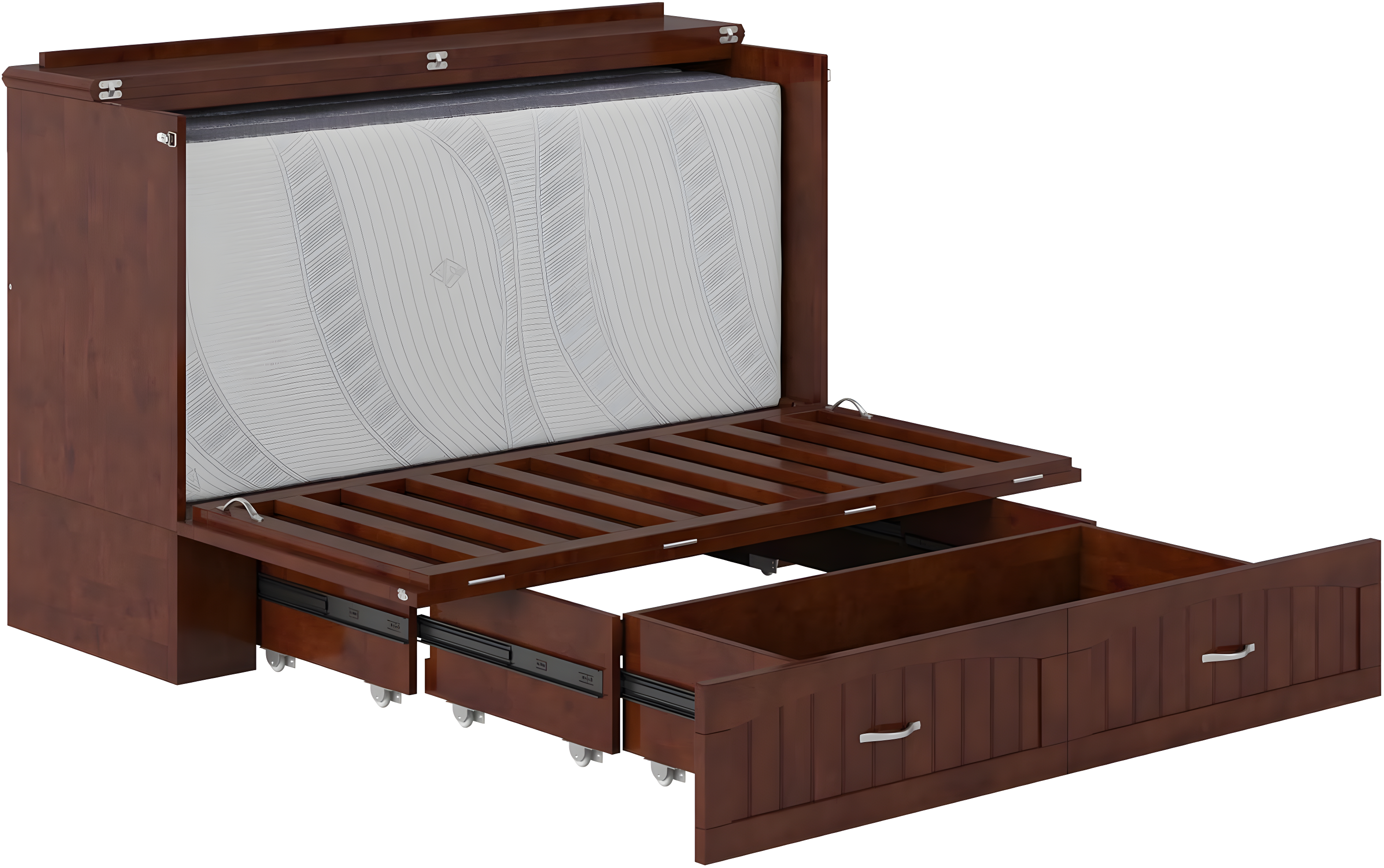 Queen Southampton Murphy Bed Chest with USB Turbo Charger Walnut - AFI: Space-Saving, Hardwood Frame, No Box Spring Needed