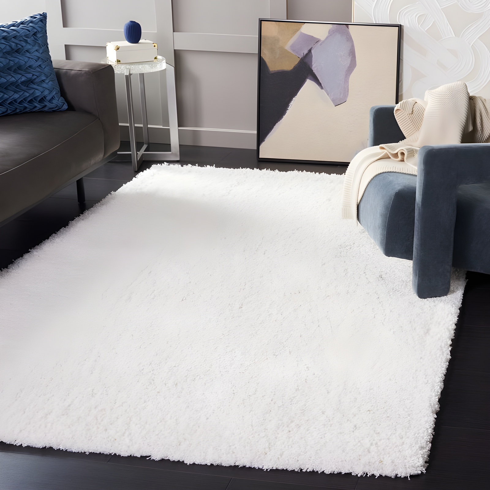Shag SG151 Power Loomed Indoor Area Rug - White - 5'3"x7'6" - Safavieh.