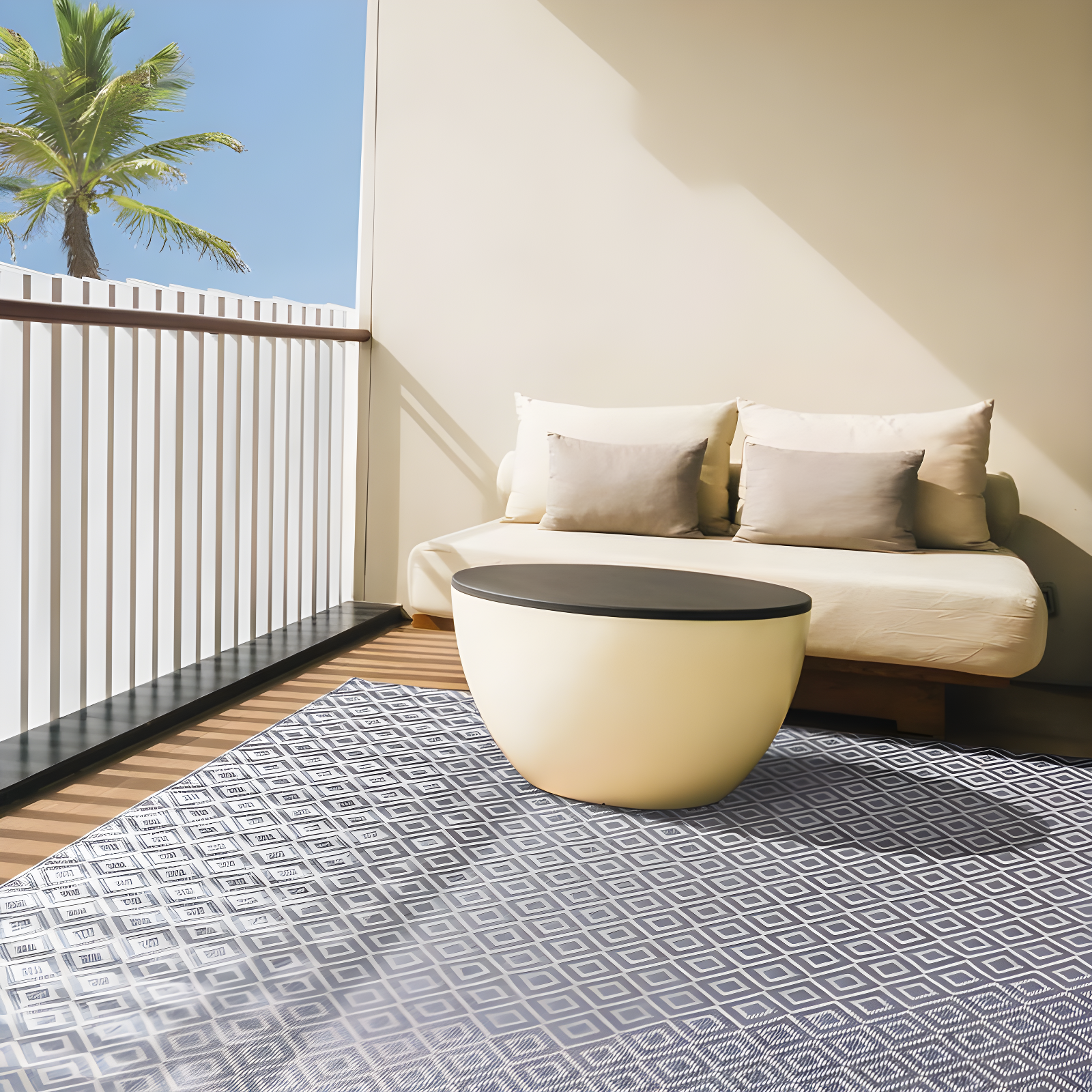 6'6" x 9'6" Tripoli Lydia Indoor/Outdoor Rug Denim/Cream - Home Dynamix: UV & Weather-Resistant, Woven Polypropylene