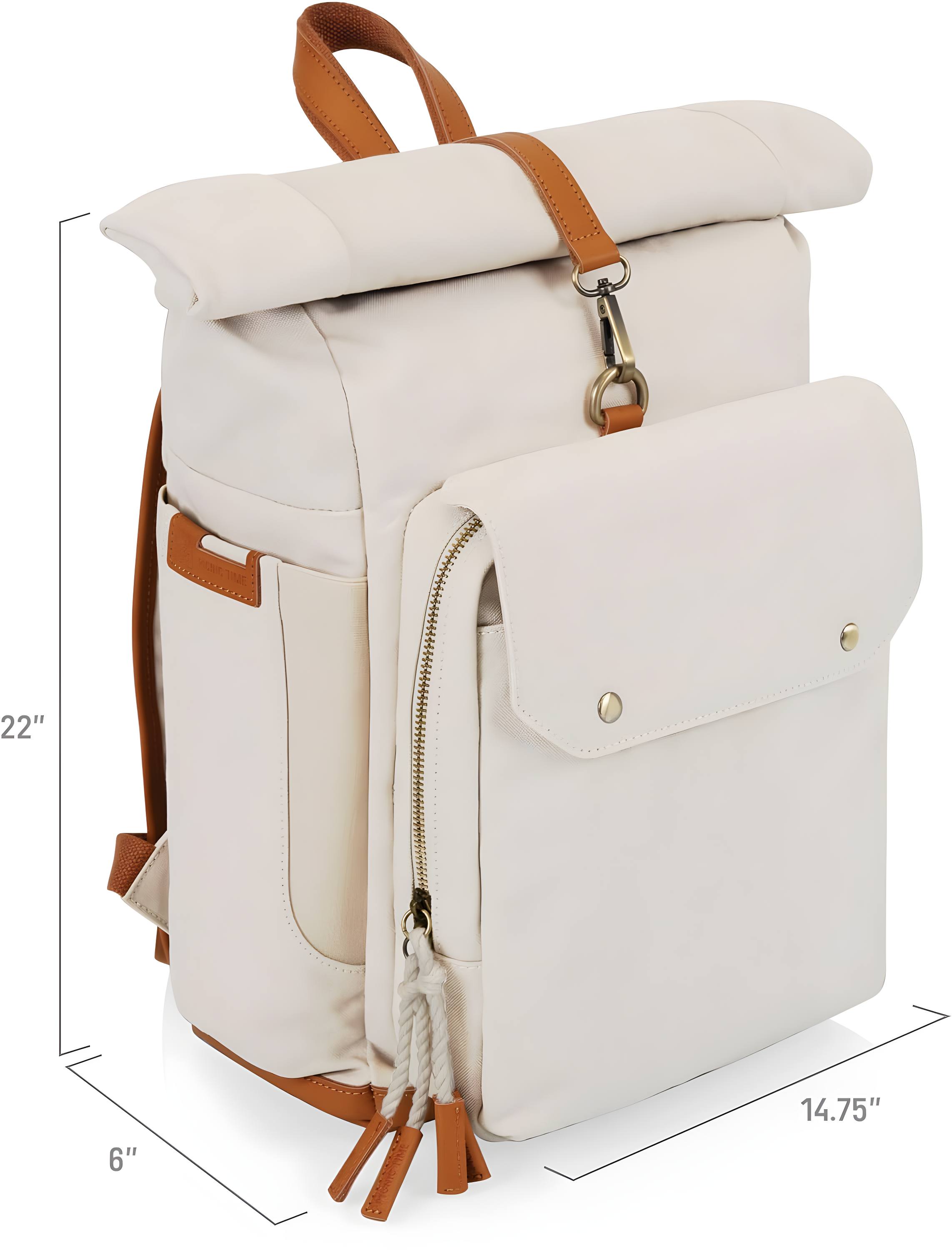 Oniva Carmel Roll Top 35Cans/13qt Picnic Backpack Cooler with Utensil and Bottle Set - Tan