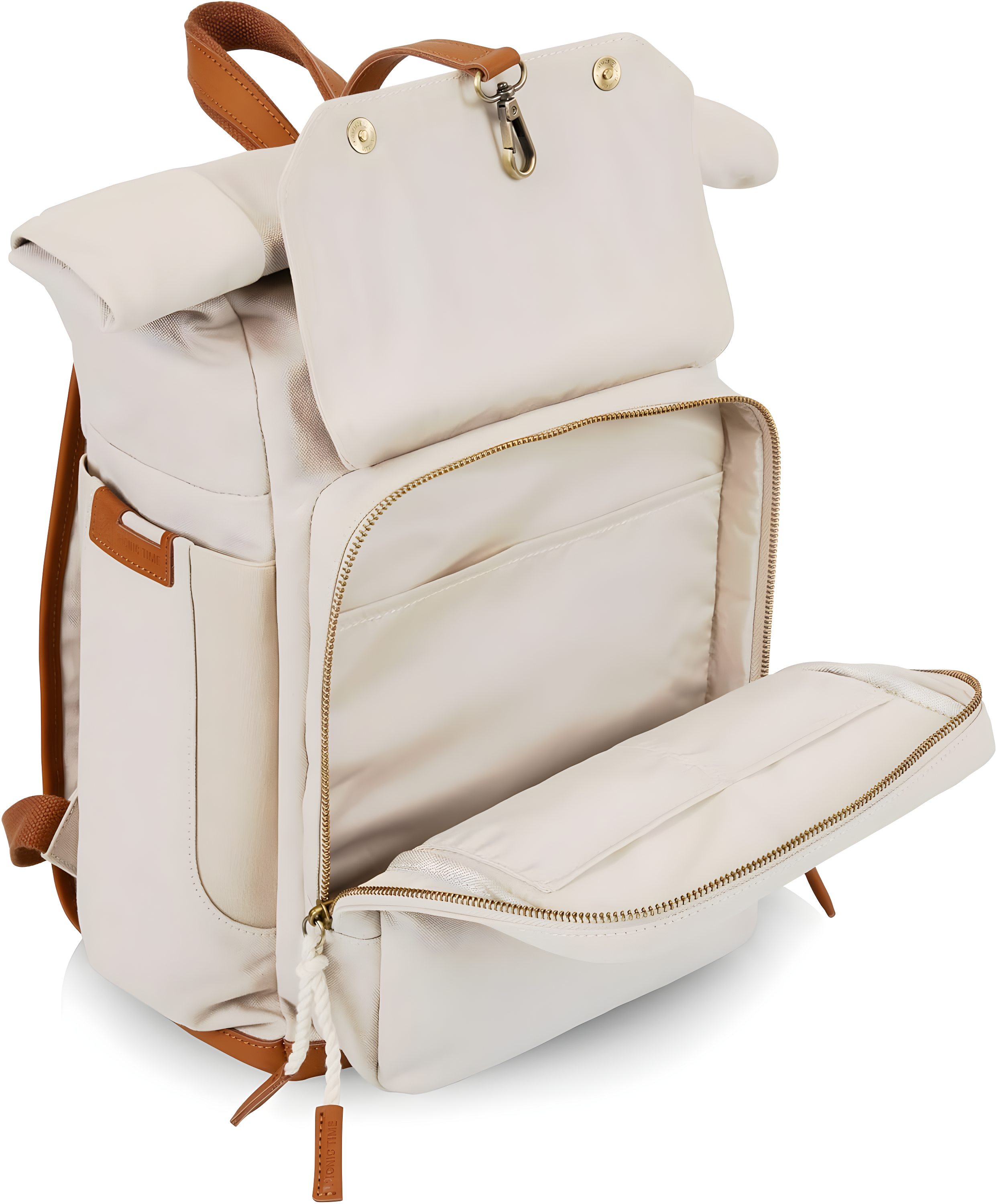 Oniva Carmel Roll Top 35Cans/13qt Picnic Backpack Cooler with Utensil and Bottle Set - Tan