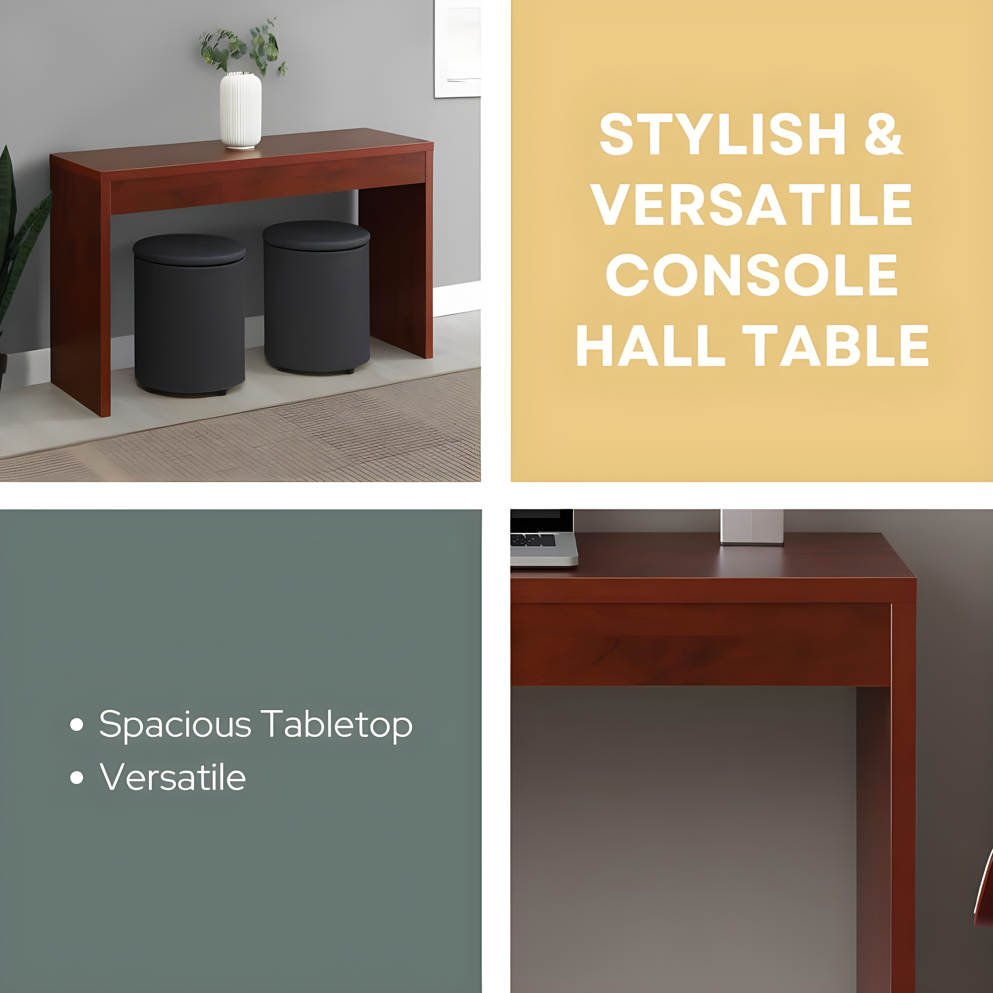 Convenience Concepts Northfield Hall Console Table/Desk, Cherry Wood Finish