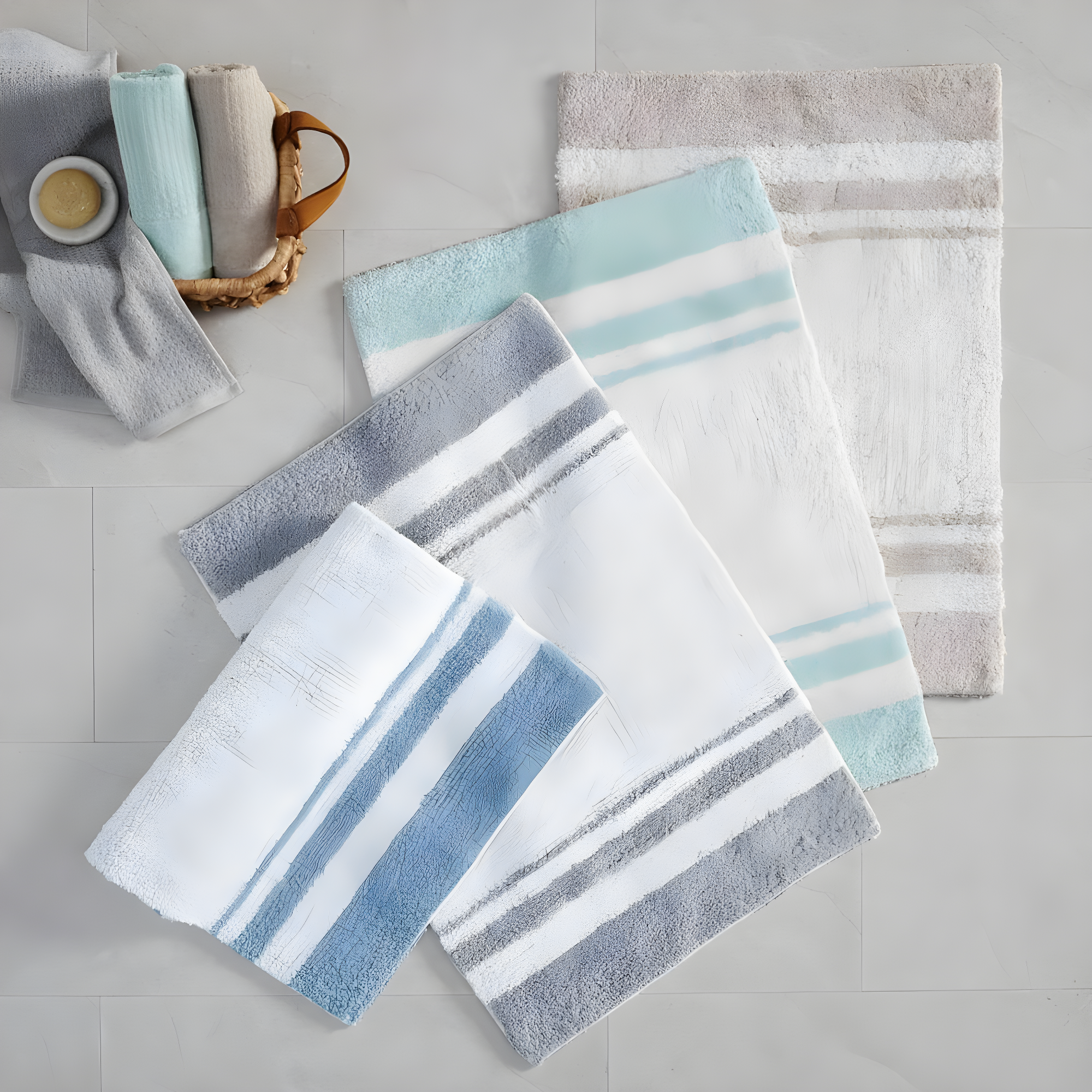 27"x45" Spa Cotton Reversible Bath Rug Taupe Brown: Madison Park, Tufted, Machine Washable, OEKO-TEX Certified