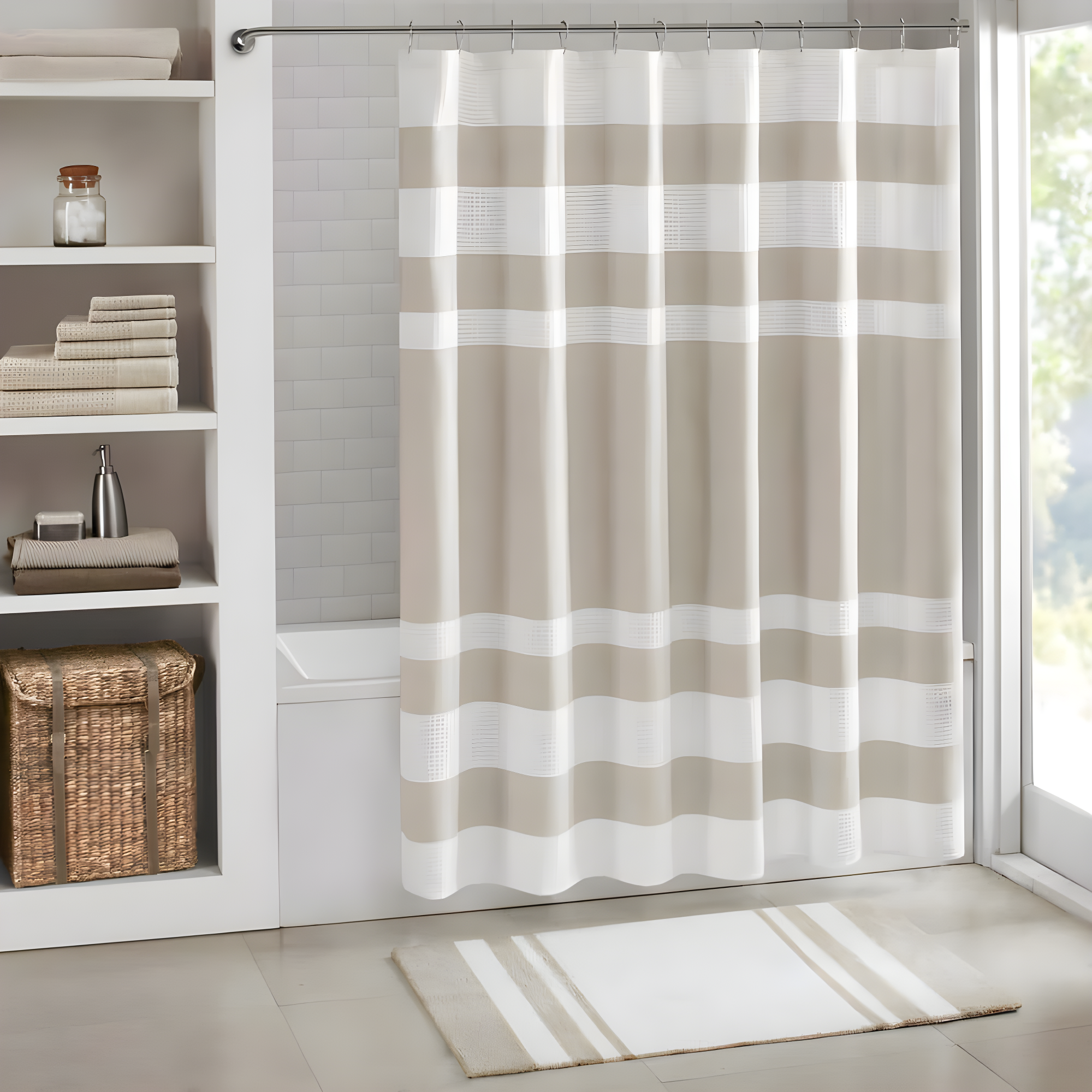 27"x45" Spa Cotton Reversible Bath Rug Taupe Brown: Madison Park, Tufted, Machine Washable, OEKO-TEX Certified