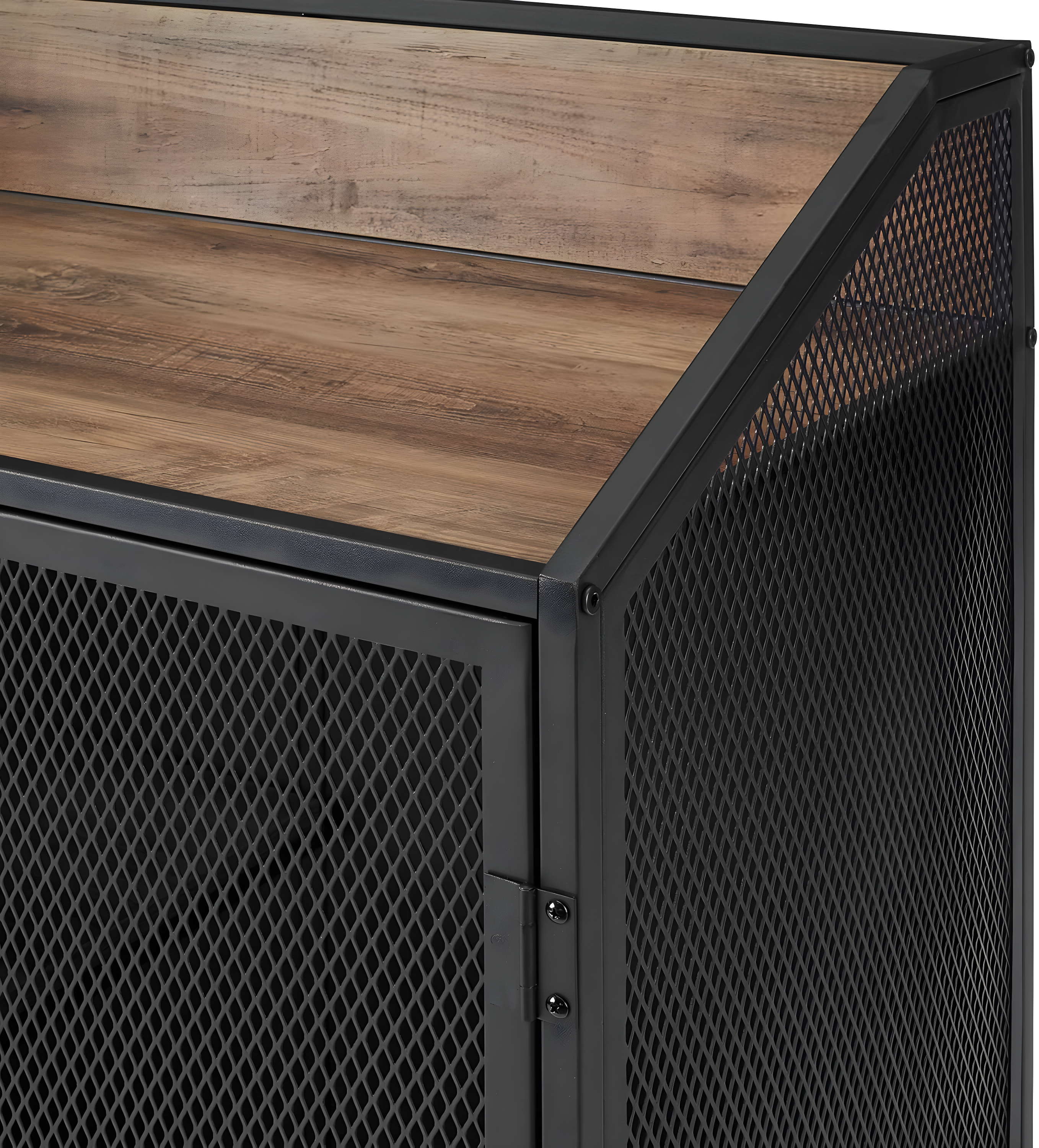 Walker Edison Industrial Bar Cabinet with Wheels, Reclaimed Barn wood