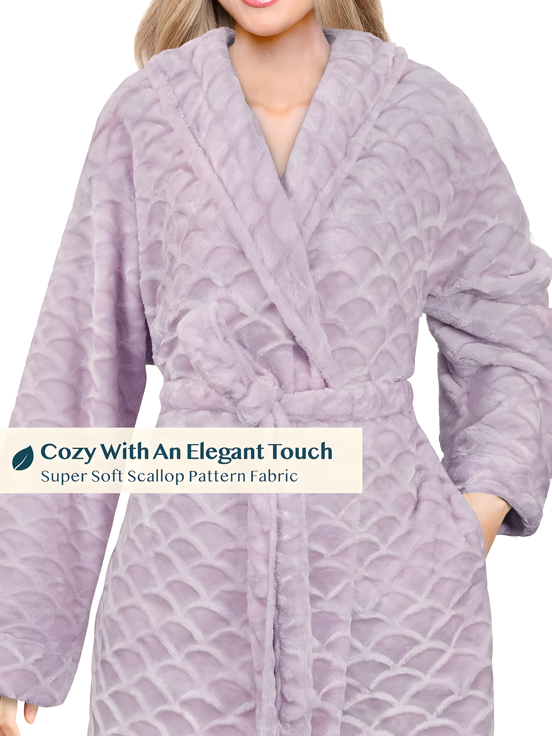 PAVILIA Short Robes for Women, Plush Soft Bathrobe Womens Lightweight, Fluffy Fuzzy Robe Knee Length, Shower Spa (Lavender Purple, Large-X-Large)