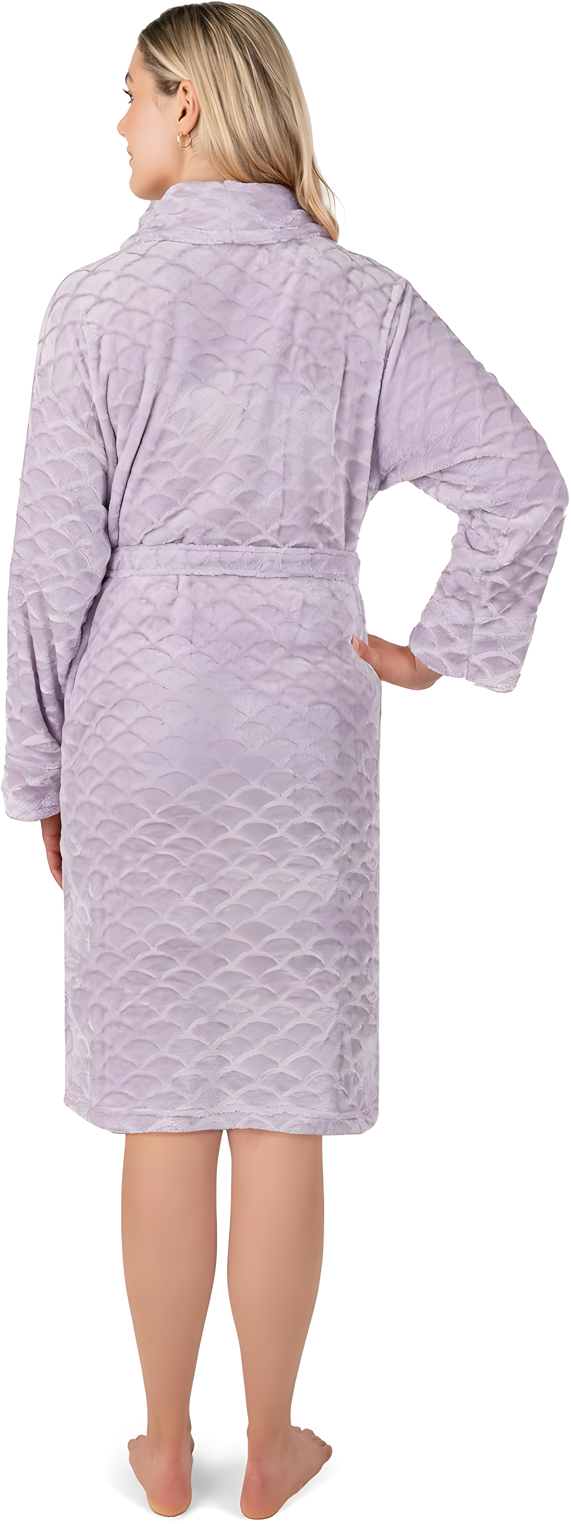 PAVILIA Short Robes for Women, Plush Soft Bathrobe Womens Lightweight, Fluffy Fuzzy Robe Knee Length, Shower Spa (Lavender Purple, Large-X-Large)