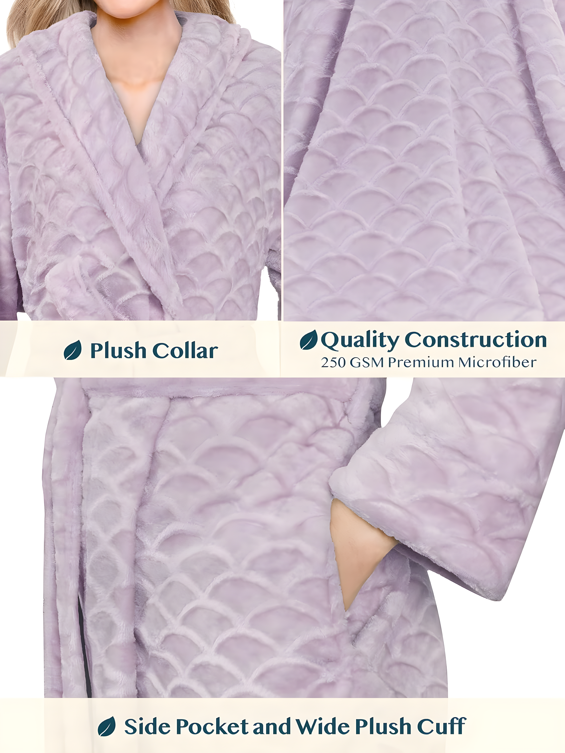 PAVILIA Short Robes for Women, Plush Soft Bathrobe Womens Lightweight, Fluffy Fuzzy Robe Knee Length, Shower Spa (Lavender Purple, Large-X-Large)