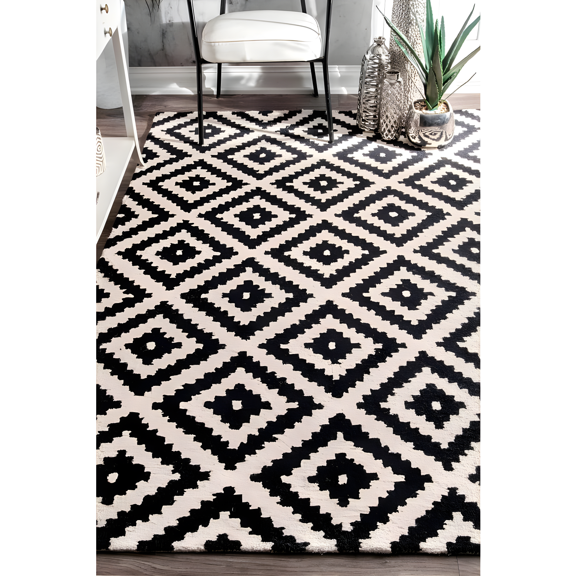 Nuloom Kellee Geometric 5x8 Wool Indoor Area Rug for Living Room Bedroom Dining Room Kitchen, Beige/Brown