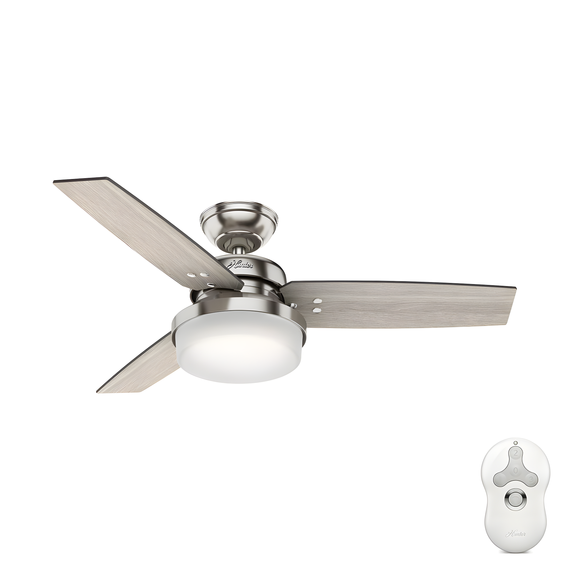 44" Sentinel 3 - Blade Standard Ceiling Fan with Remote Control and Light Kit Included