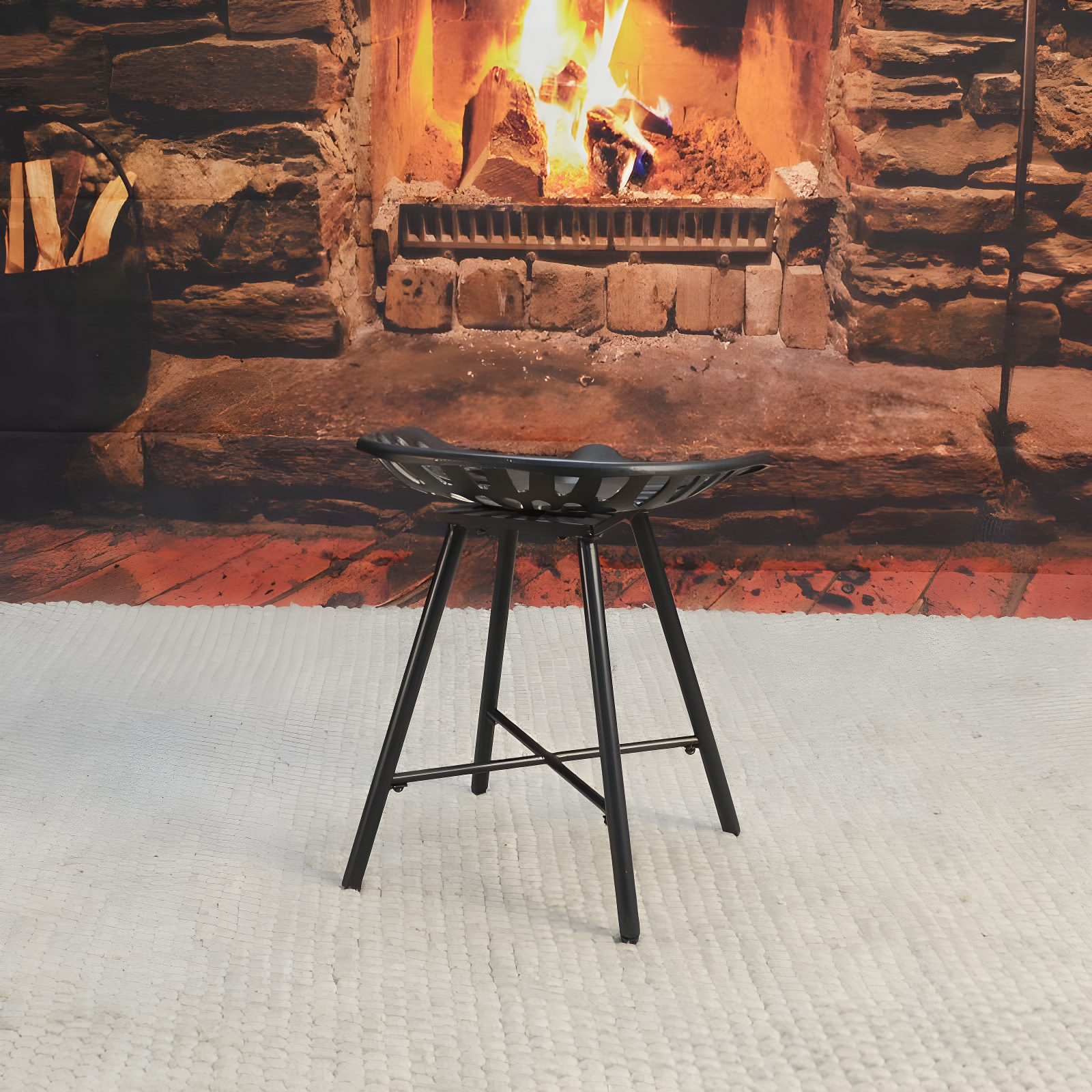 Carolina Living Kadin Tractor Seat Fireside Bench Black: Cast Iron, Farmhouse Style, Powder-Coated Finish