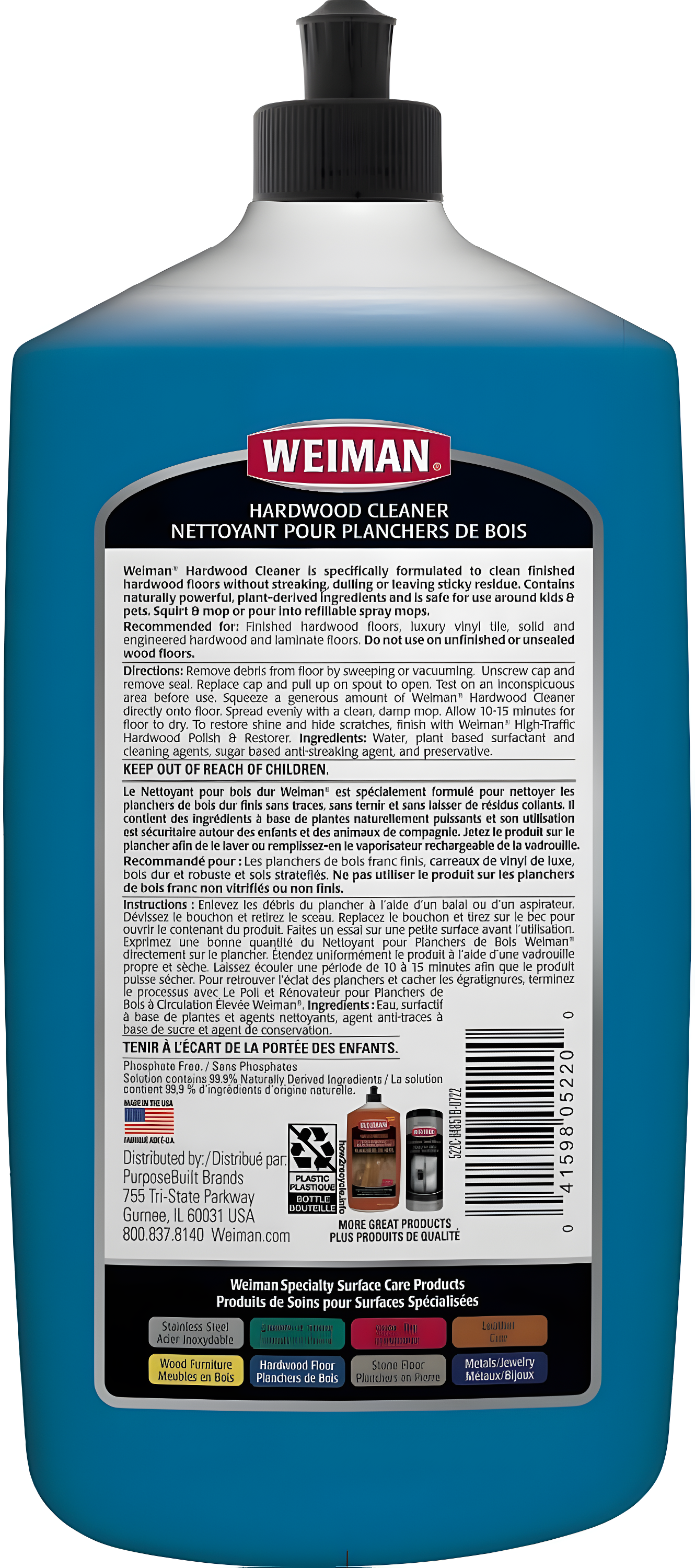 WEIMAN Hardwood Floor Cleaner, 32 oz Squeeze Bottle, Each
