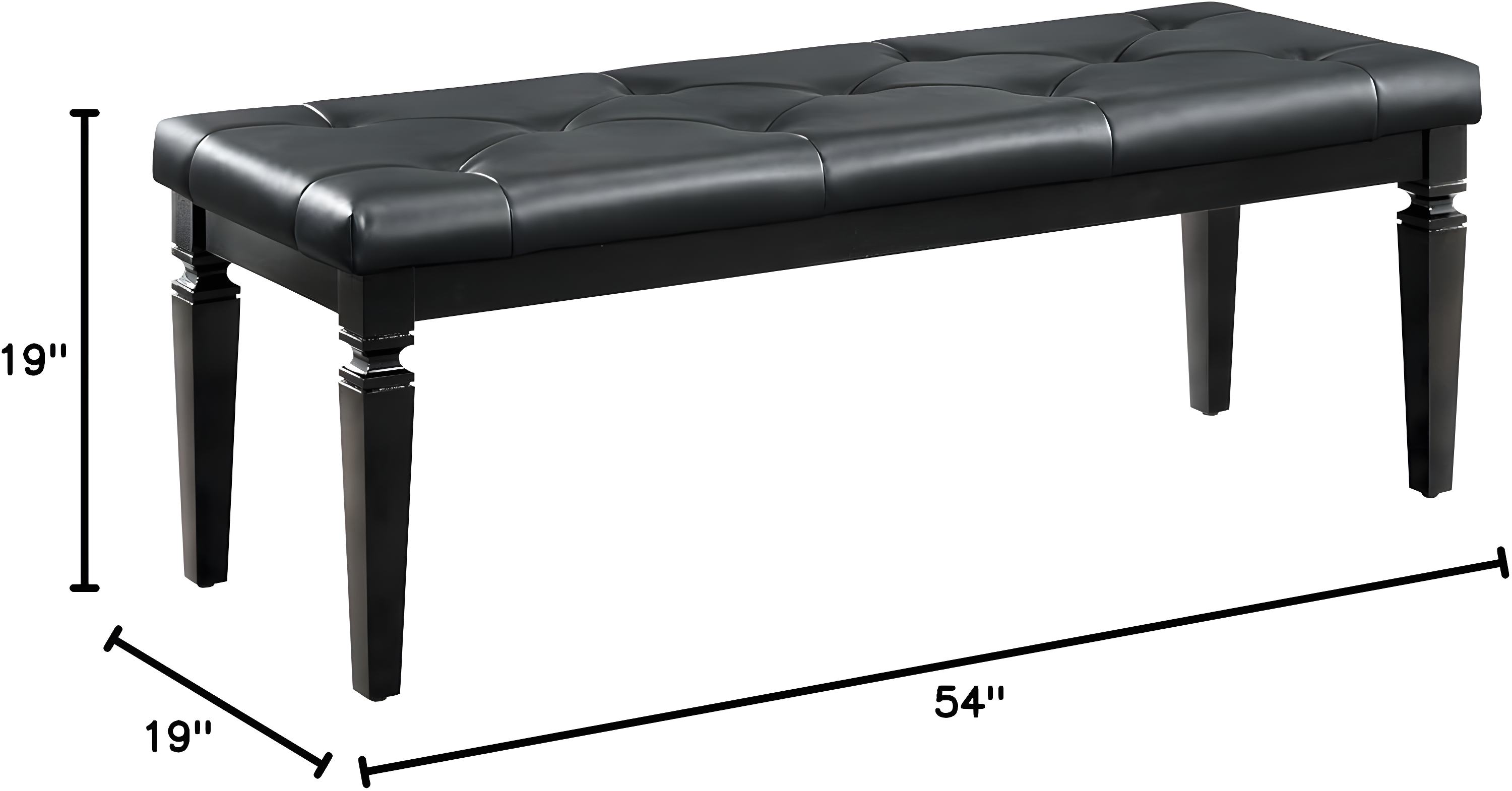 Faux Leather Tufted Wooden Bed Bench, Black - Saltoro Sherpi