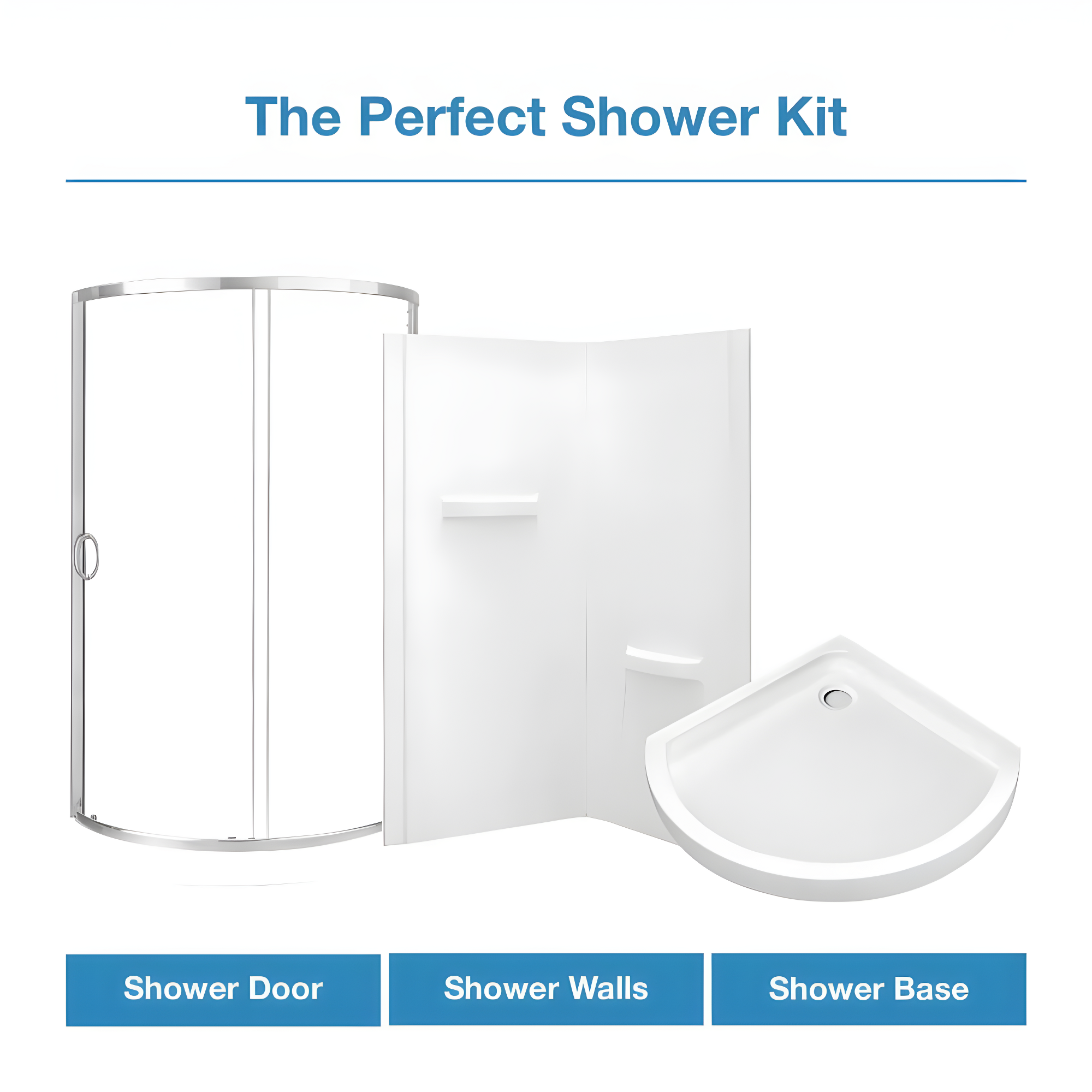 OVE Decors Breeze 40 in. Round Shower Kit w/ Clear, Base, Wall