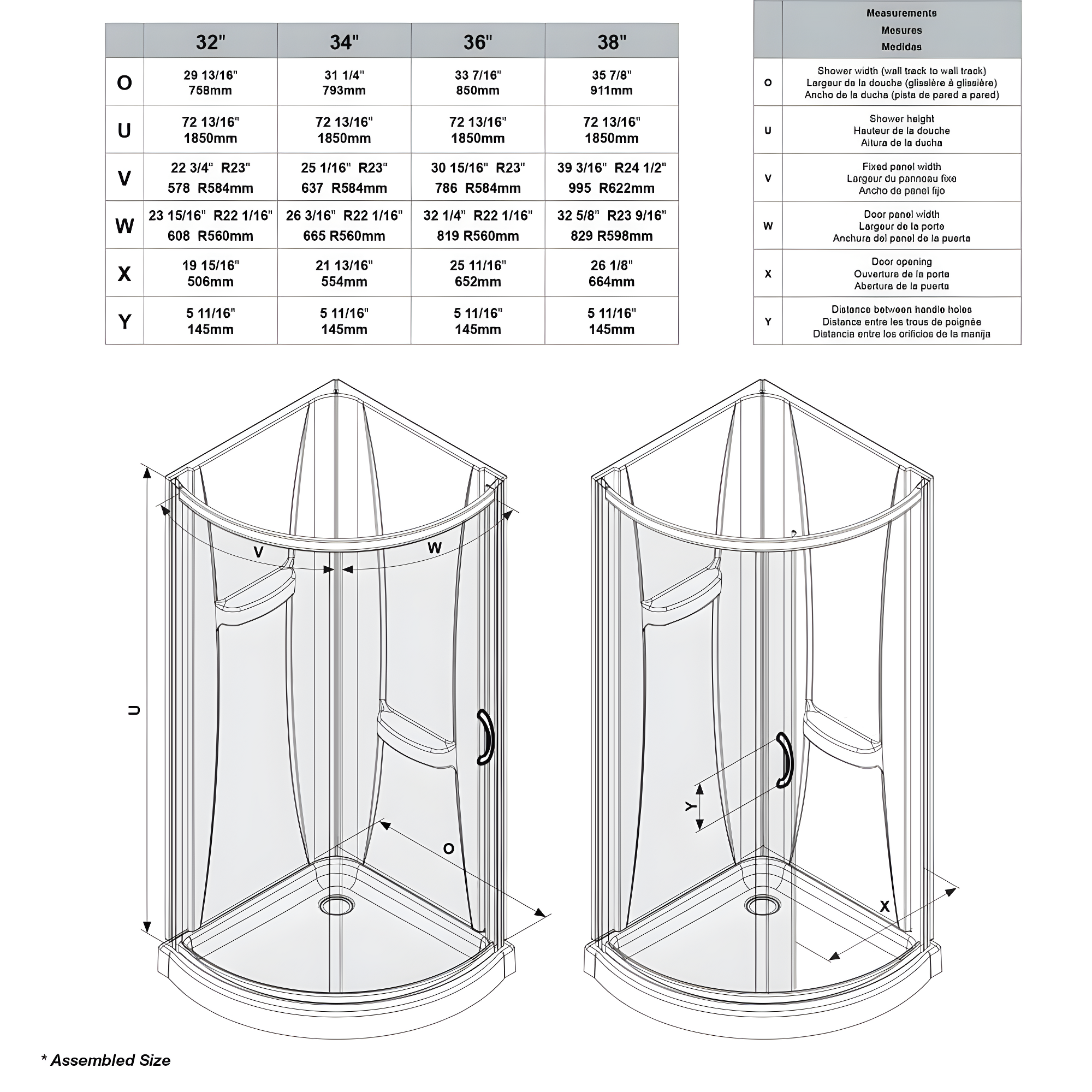 OVE Decors Breeze 40 in. Round Shower Kit w/ Clear, Base, Wall