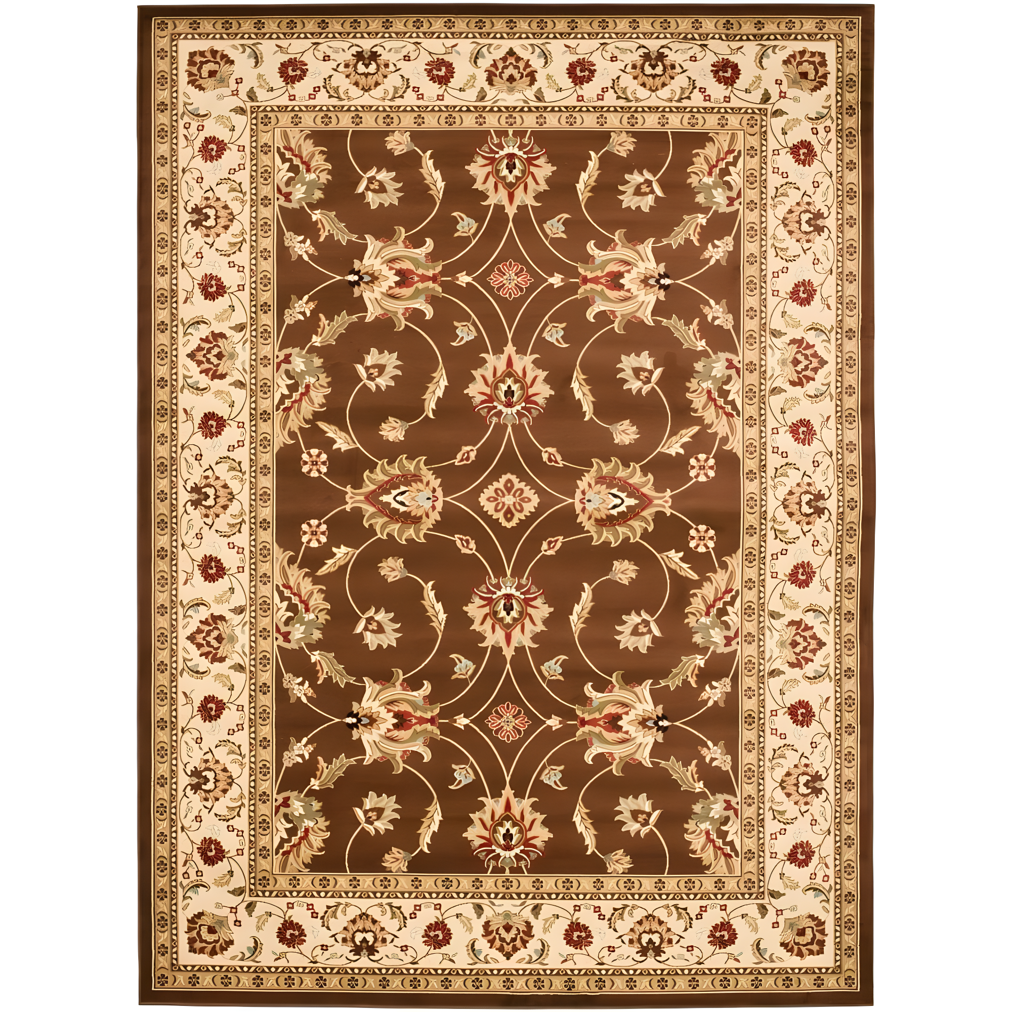 Lyndhurst LNH553 Power Loomed Area Rug - Brown/Ivory - 8'9"x12' - Safavieh.