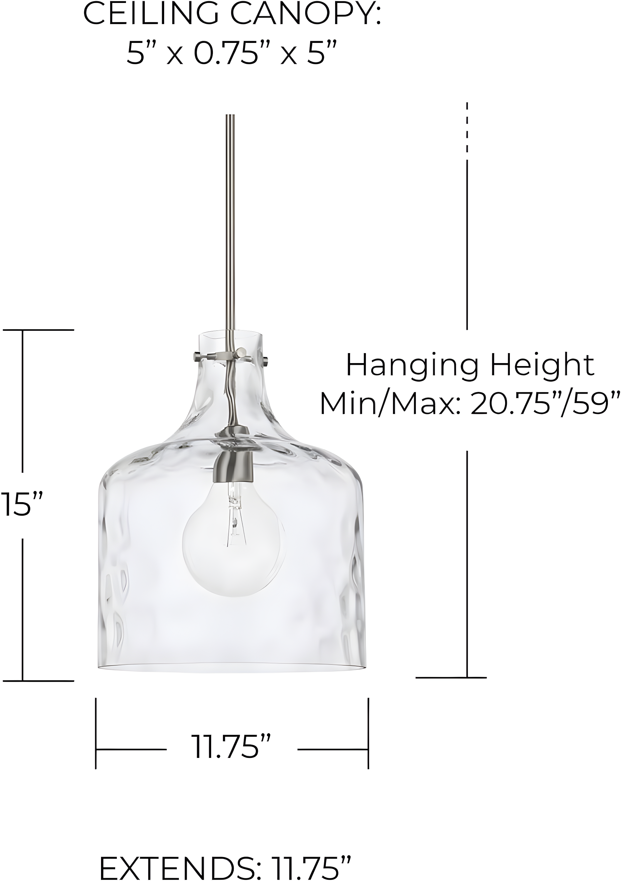 Capital Lighting 325717 1 Light 15" Tall Pendant - Nickel