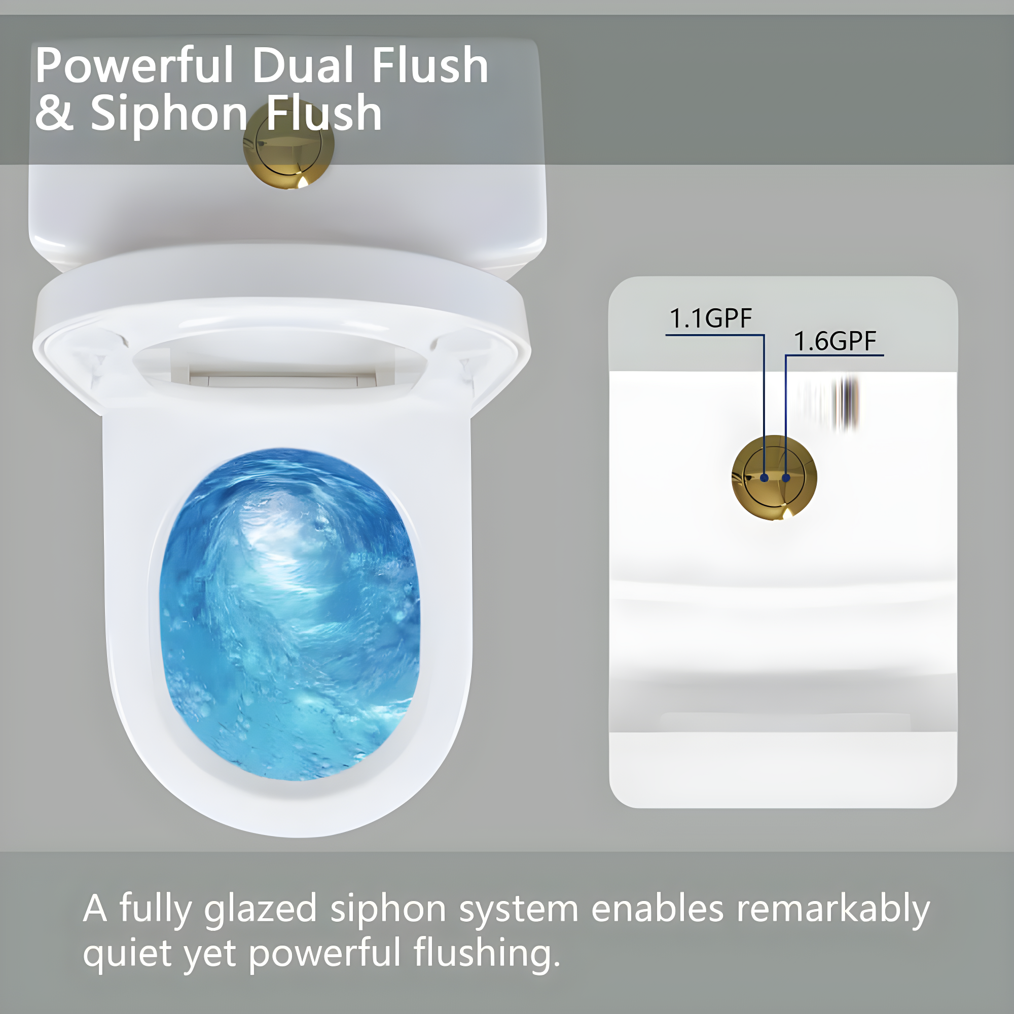DeerValley Liberty Compact Toilets One-Piece Toilet With High-Efficiency Flush Round Toilet for Space-Saving Floor Mounted (Seat Included)