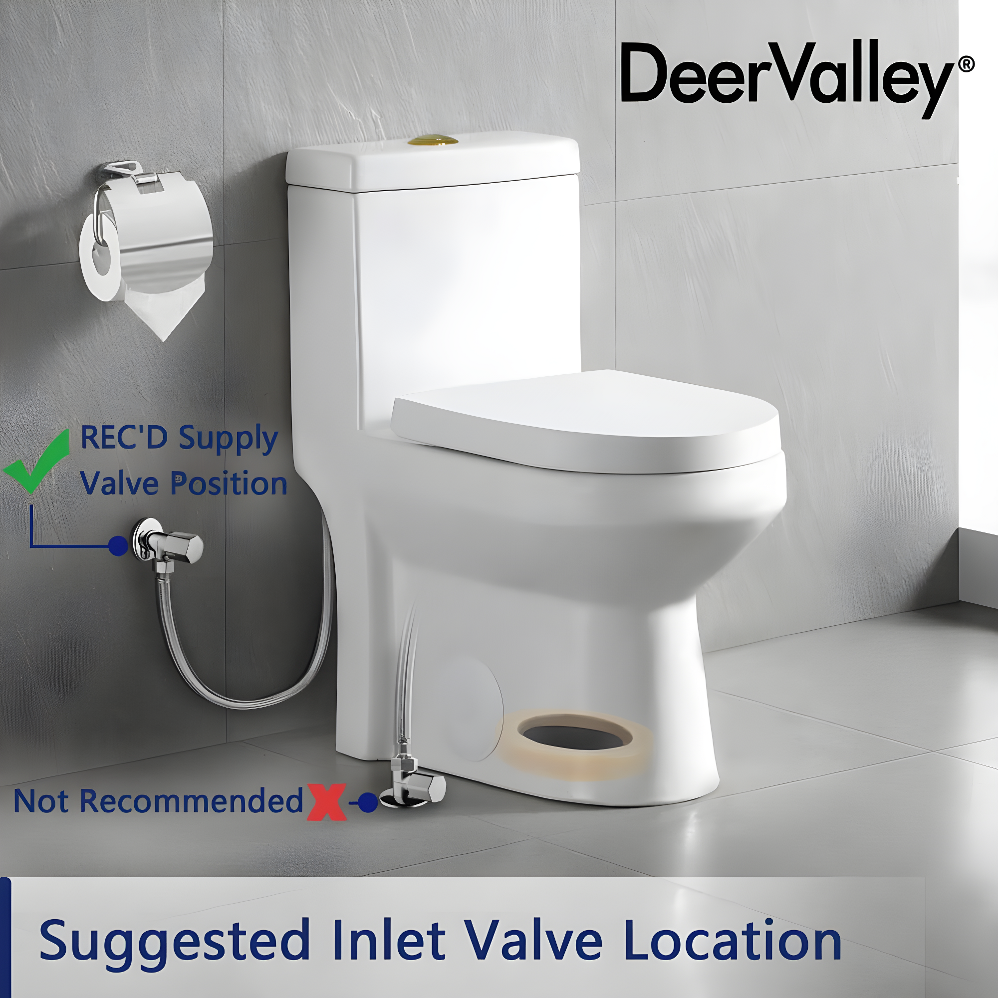 DeerValley Liberty Compact Toilets One-Piece Toilet With High-Efficiency Flush Round Toilet for Space-Saving Floor Mounted (Seat Included)