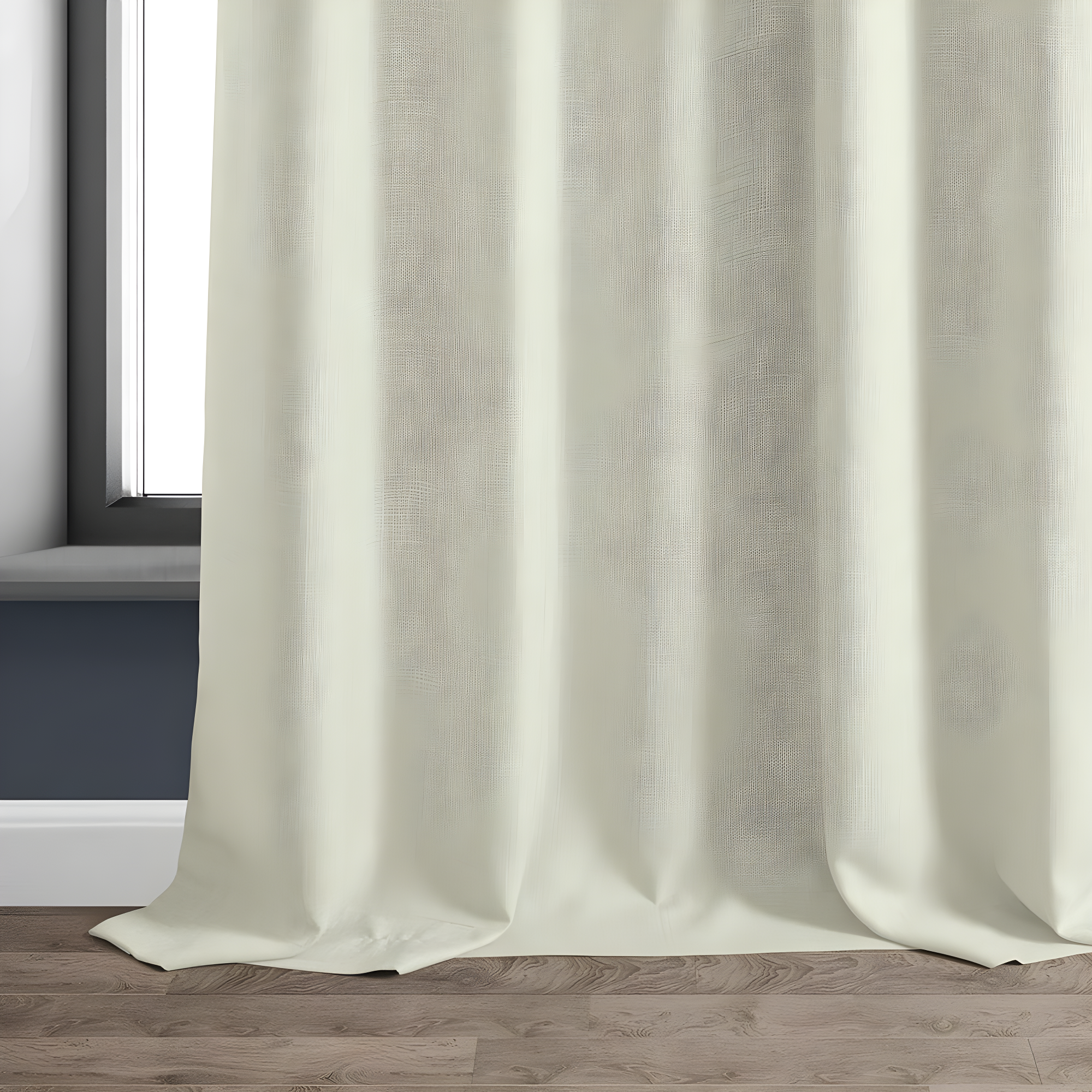 Half Price Drapes Gravity Ivory Italian Faux Linen Room Darkening Curtains (1 Panel), 50W X 108L