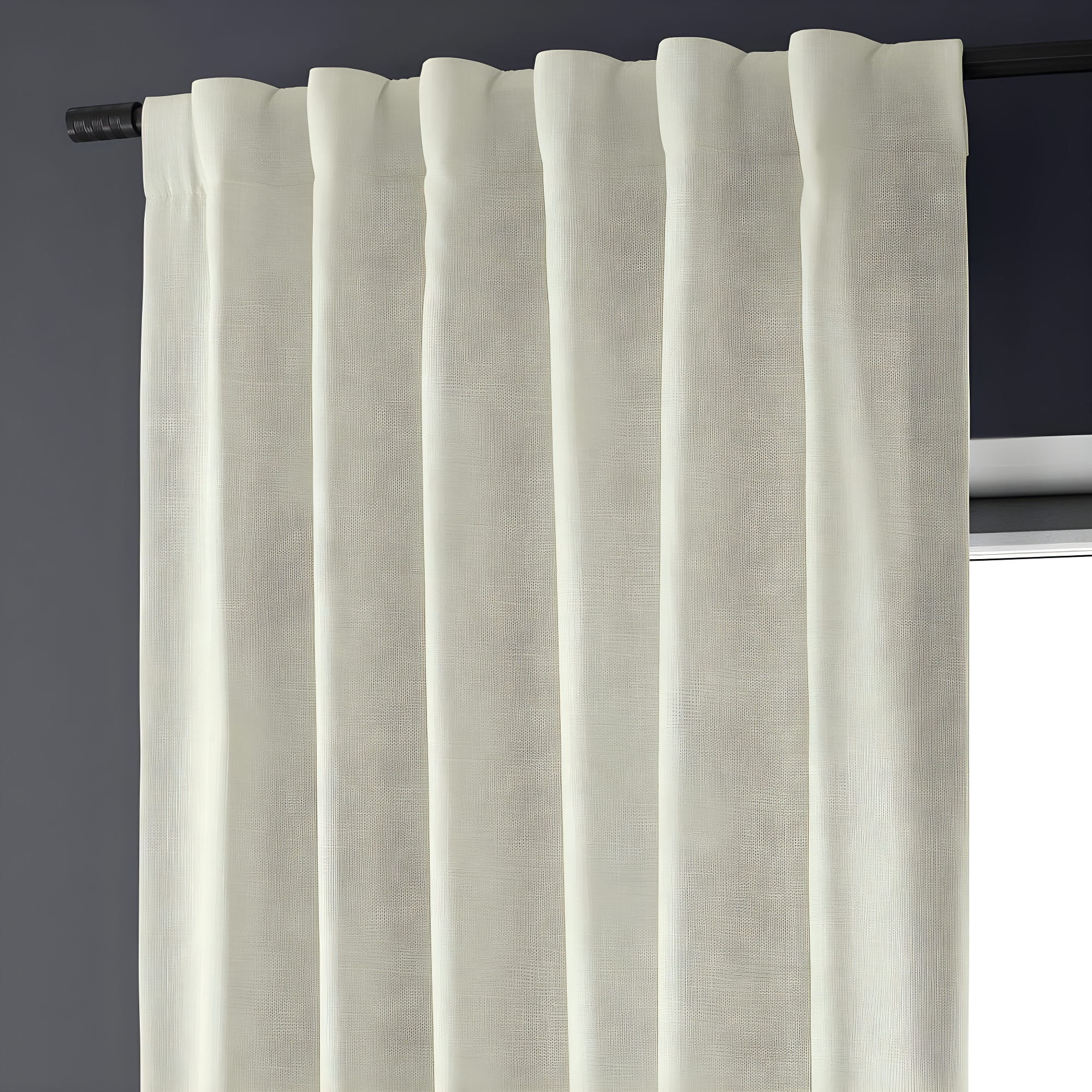 Half Price Drapes Gravity Ivory Italian Faux Linen Room Darkening Curtains (1 Panel), 50W X 108L