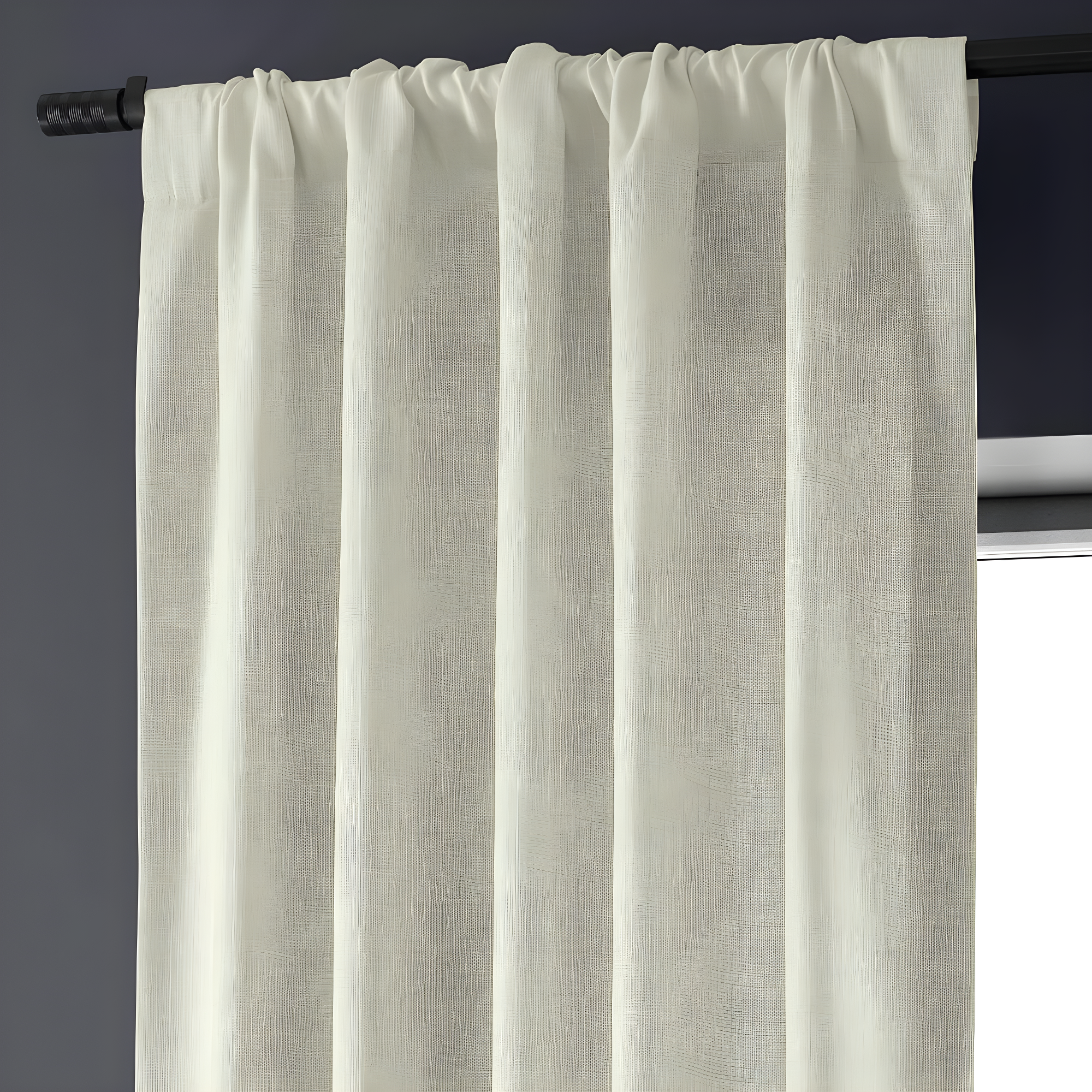 Half Price Drapes Gravity Ivory Italian Faux Linen Room Darkening Curtains (1 Panel), 50W X 108L