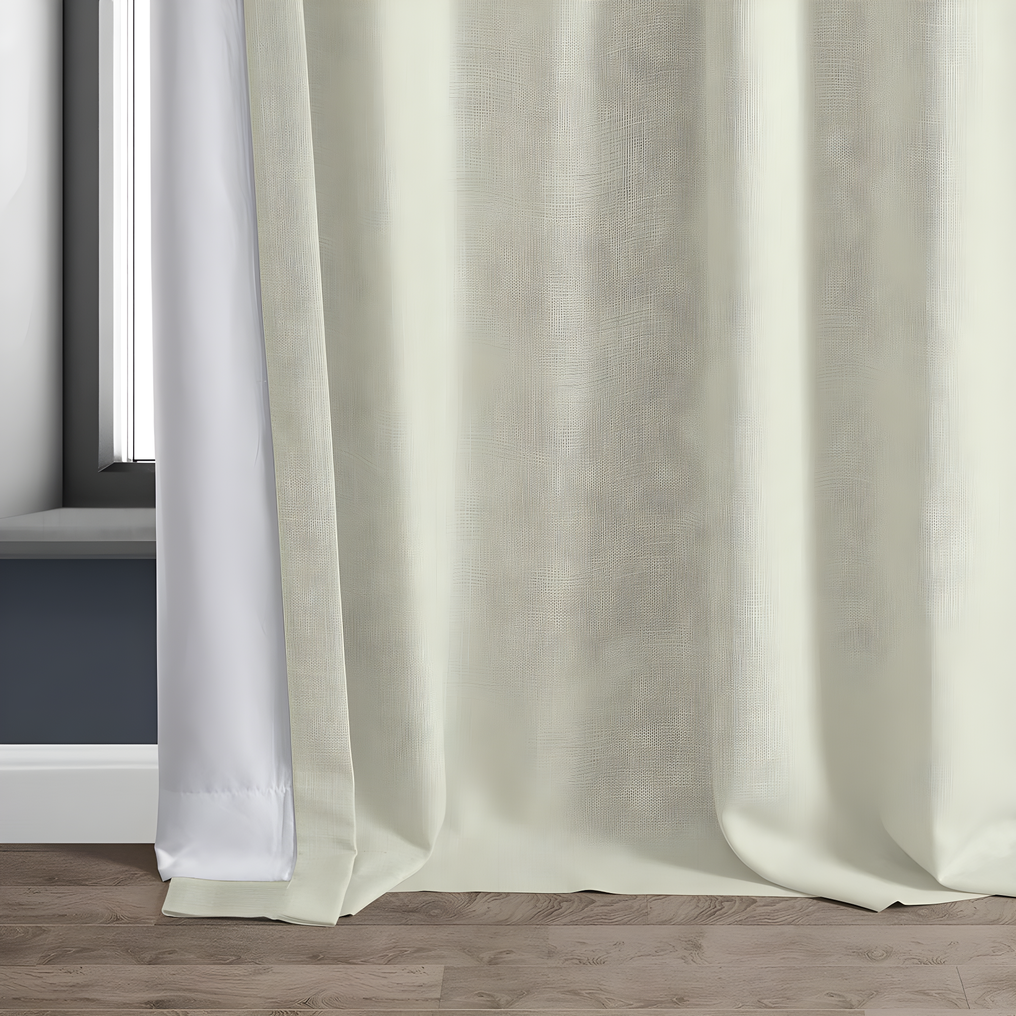 Half Price Drapes Gravity Ivory Italian Faux Linen Room Darkening Curtains (1 Panel), 50W X 108L