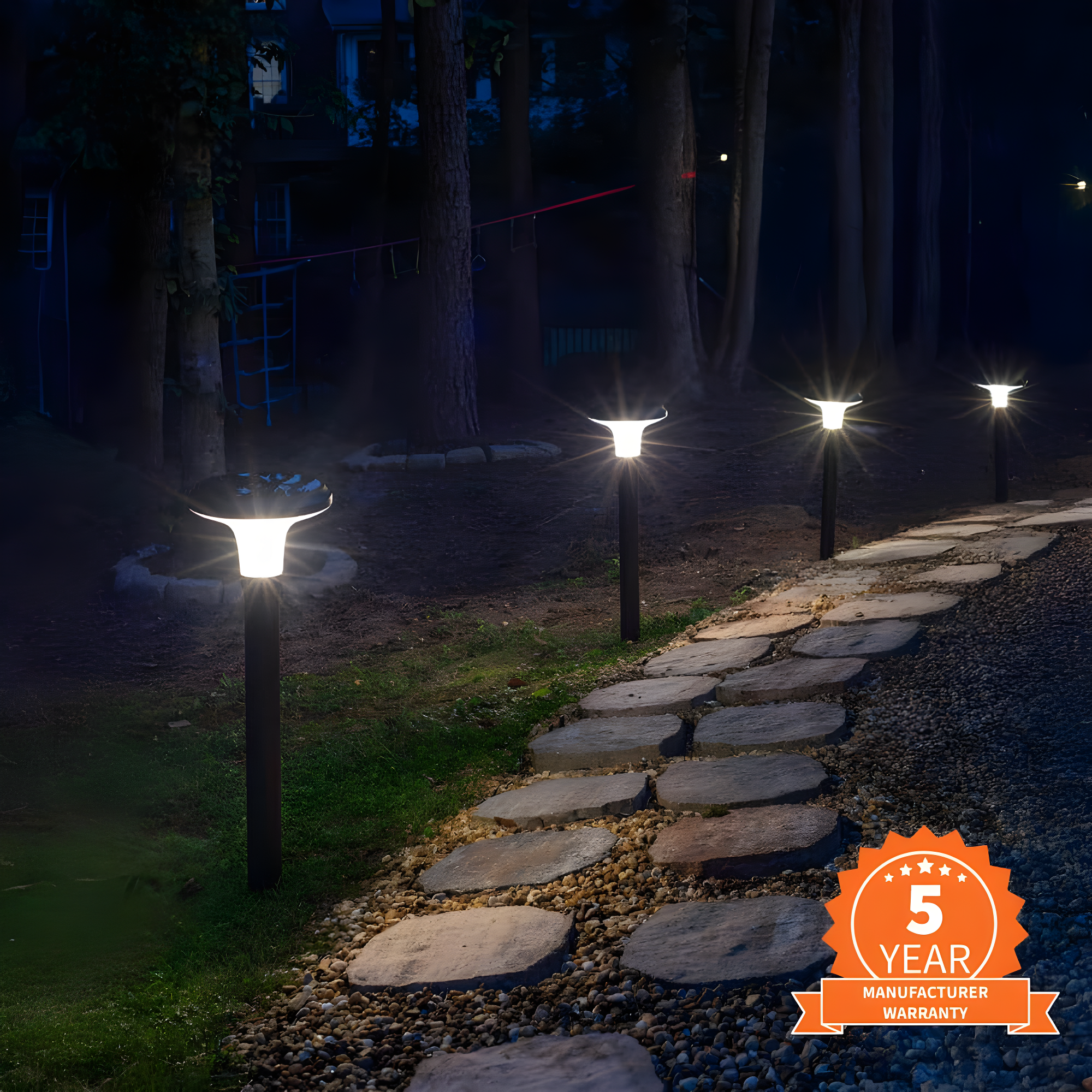 Vantage Solar Commercial Graded Black Warm White LED Pathway Bollard Light