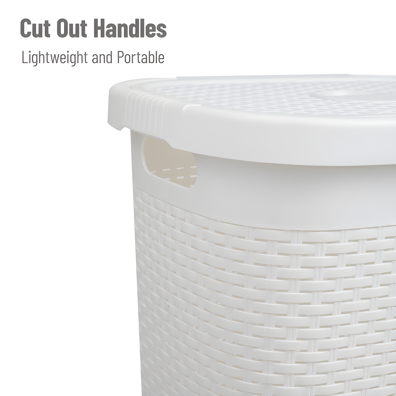 Mind Reader 50L Slim Laundry Hamper, Clothes Basket, Lid, Plastic, 17.65"L x 13.75"W x 21"H