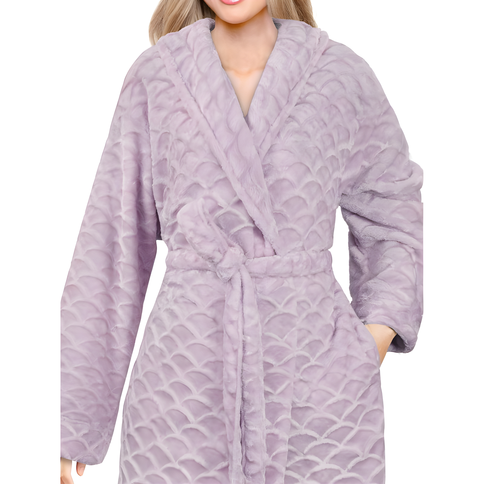 PAVILIA Short Robes for Women, Plush Soft Bathrobe Womens Lightweight, Fluffy Fuzzy Robe Knee Length, Shower Spa (Lavender Purple, Large-X-Large)