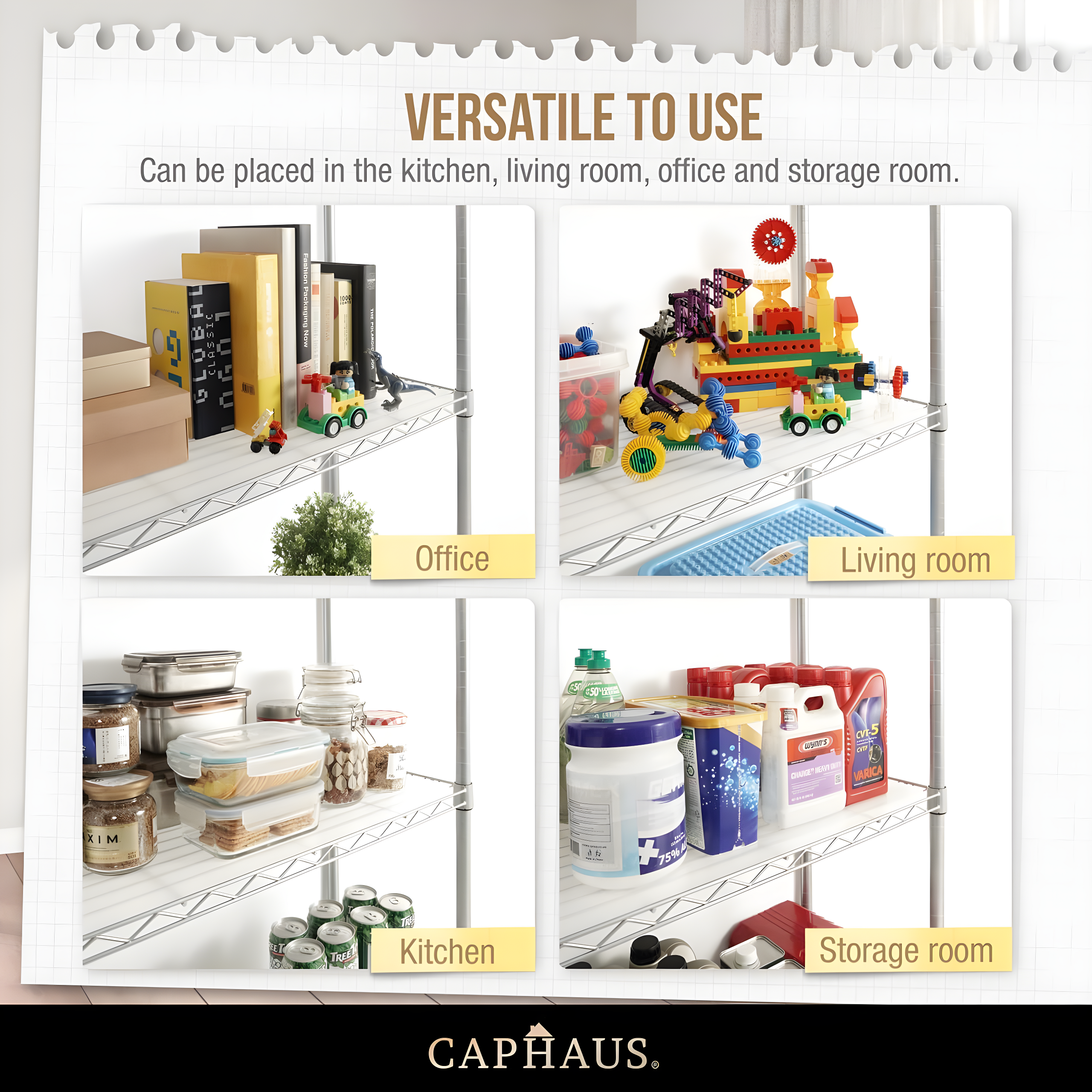 CAPHAUS NSF Commercial Grade Heavy Duty Wire Shelving w/ Wheels, w/ Liner, 36 x 18 x 76 5-Tier