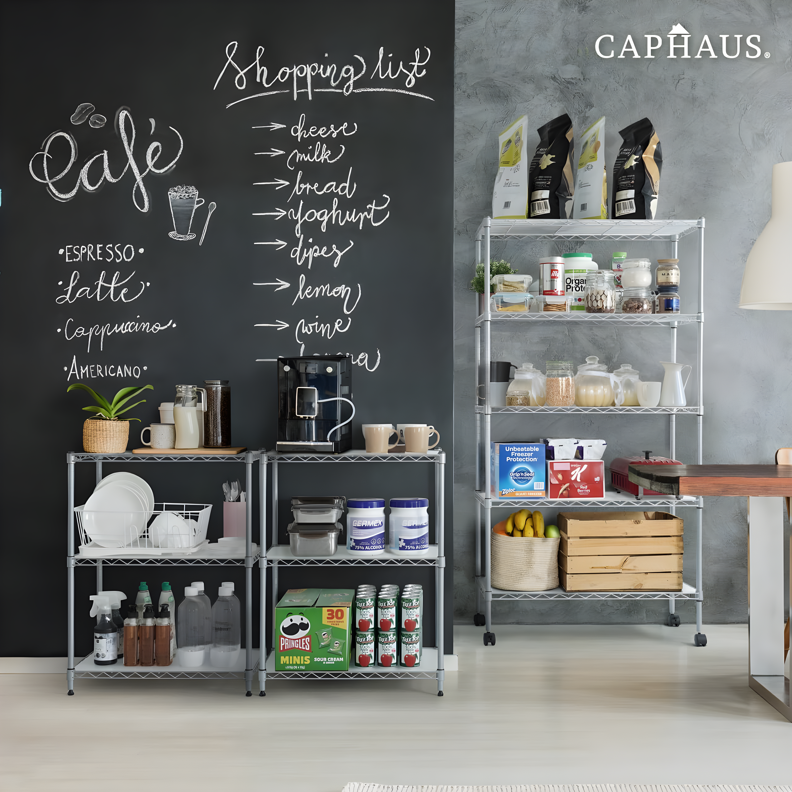 CAPHAUS NSF Commercial Grade Heavy Duty Wire Shelving w/ Wheels, w/ Liner, 36 x 18 x 76 5-Tier