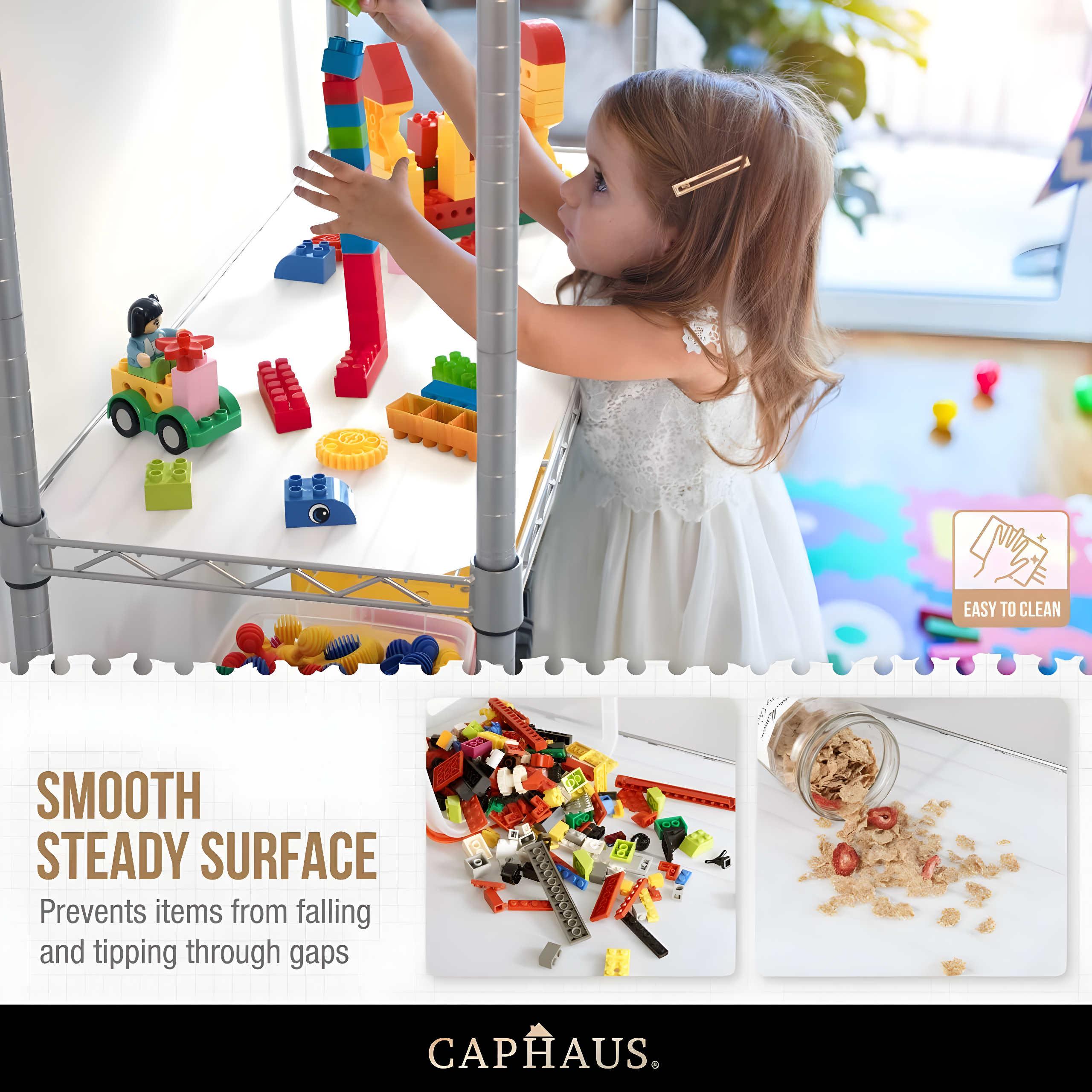 CAPHAUS NSF Commercial Grade Heavy Duty Wire Shelving w/ Wheels, w/ Liner, 36 x 18 x 76 5-Tier