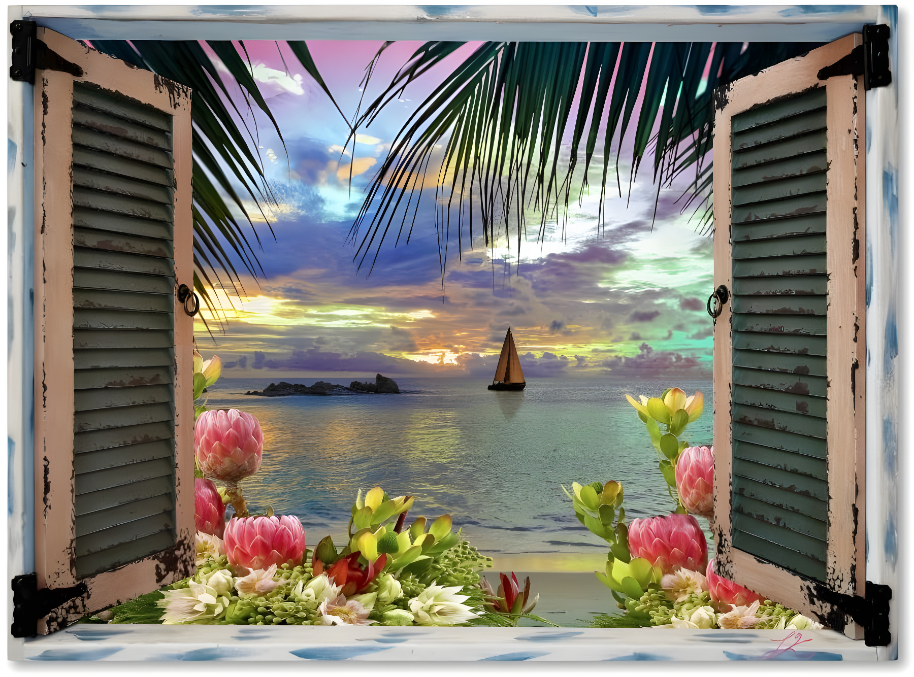 Leo Kelly 'Tropical Window to Paradise III' Canvas Art