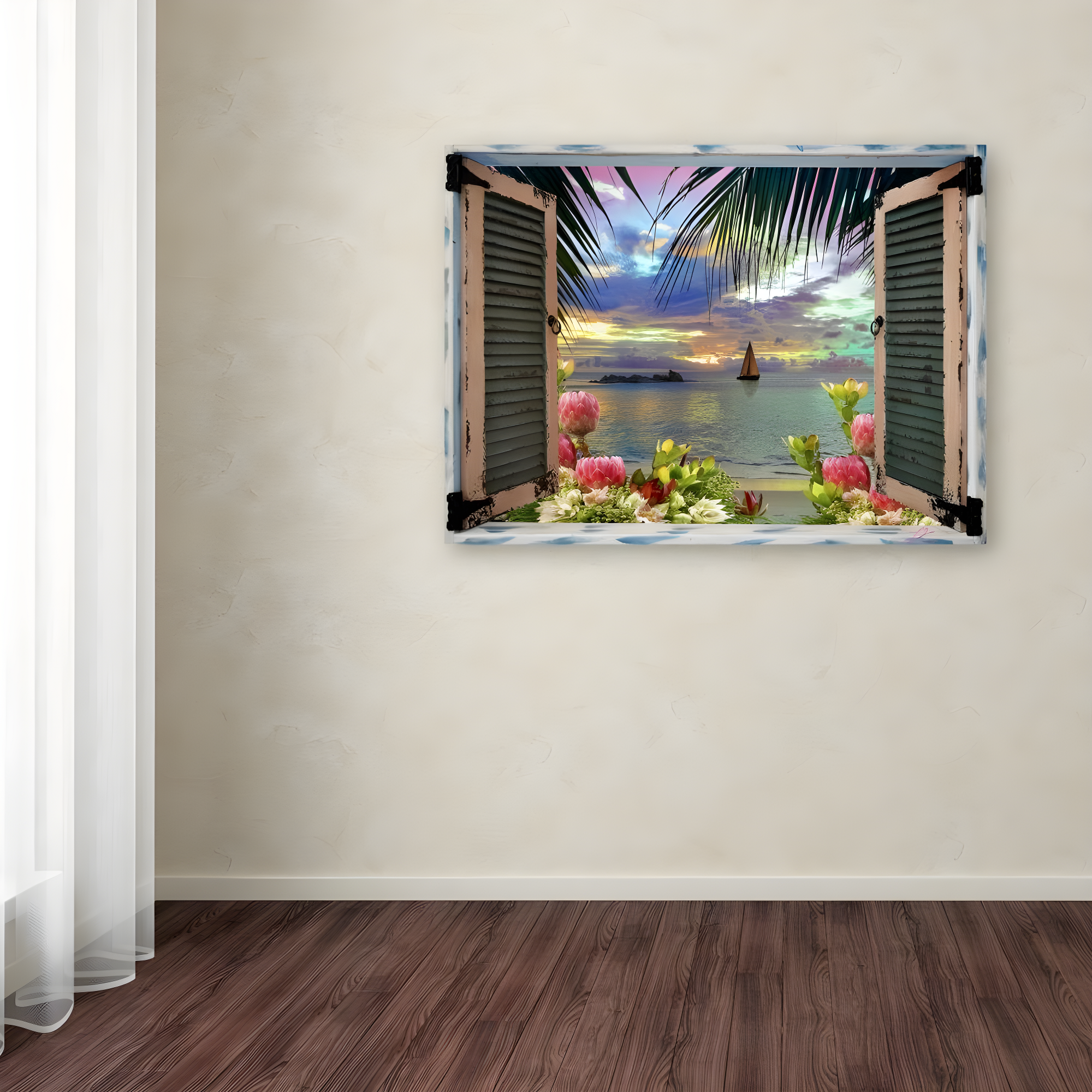 Leo Kelly 'Tropical Window to Paradise III' Canvas Art