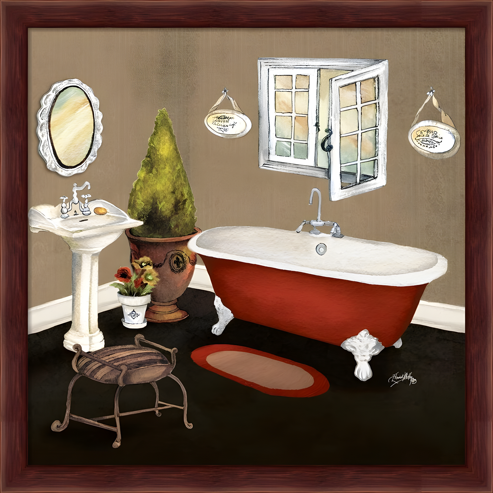 Ophelia & Co. " Red Master Bath I & II " by Elizabeth Medley 2 - Pieces