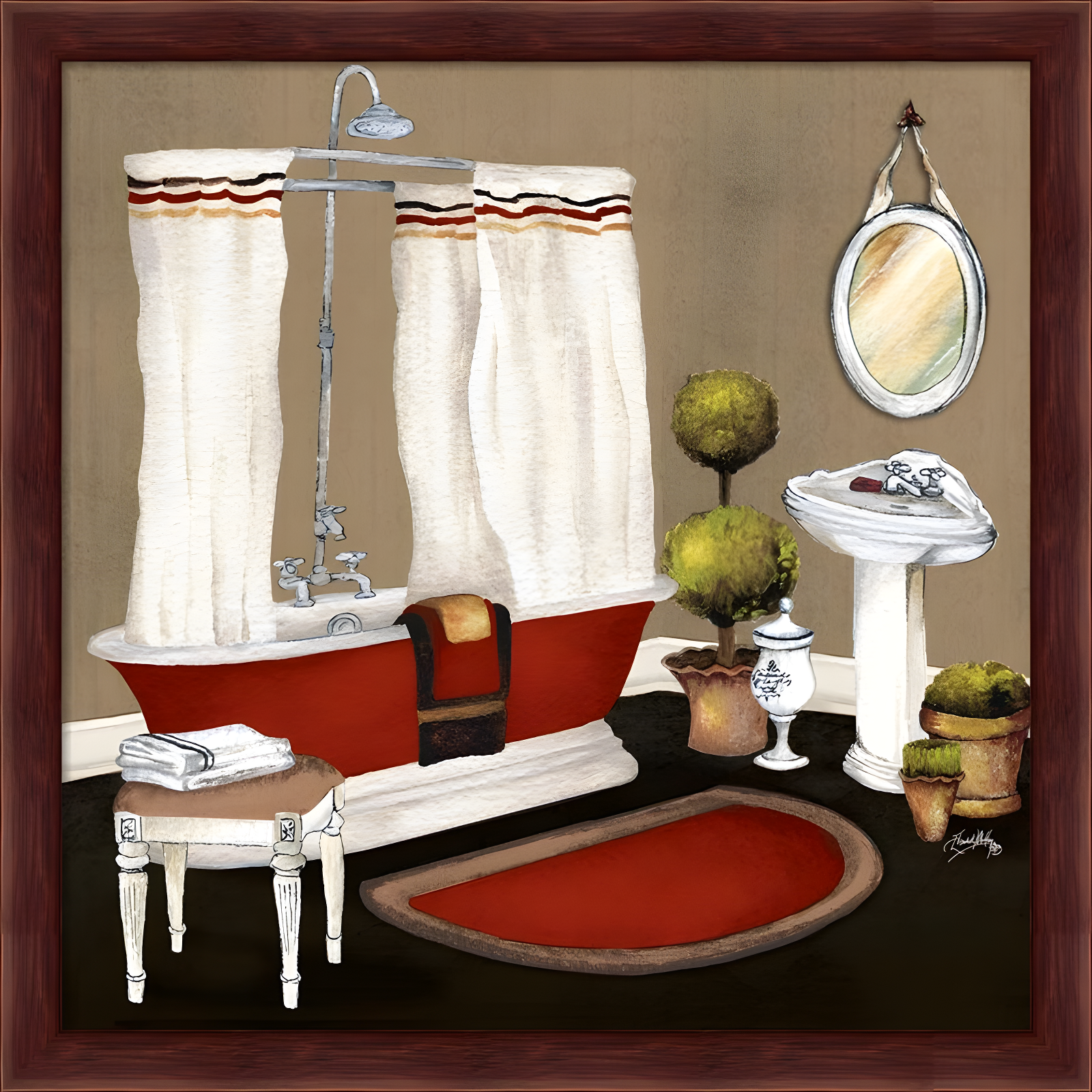 Ophelia & Co. " Red Master Bath I & II " by Elizabeth Medley 2 - Pieces